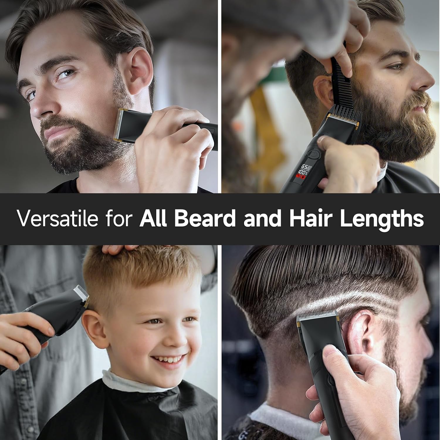 Detalle de 2-in-1 Beard Trimmer and Hair Clipper for Men with Detachable Ceramic-Titanium Blades