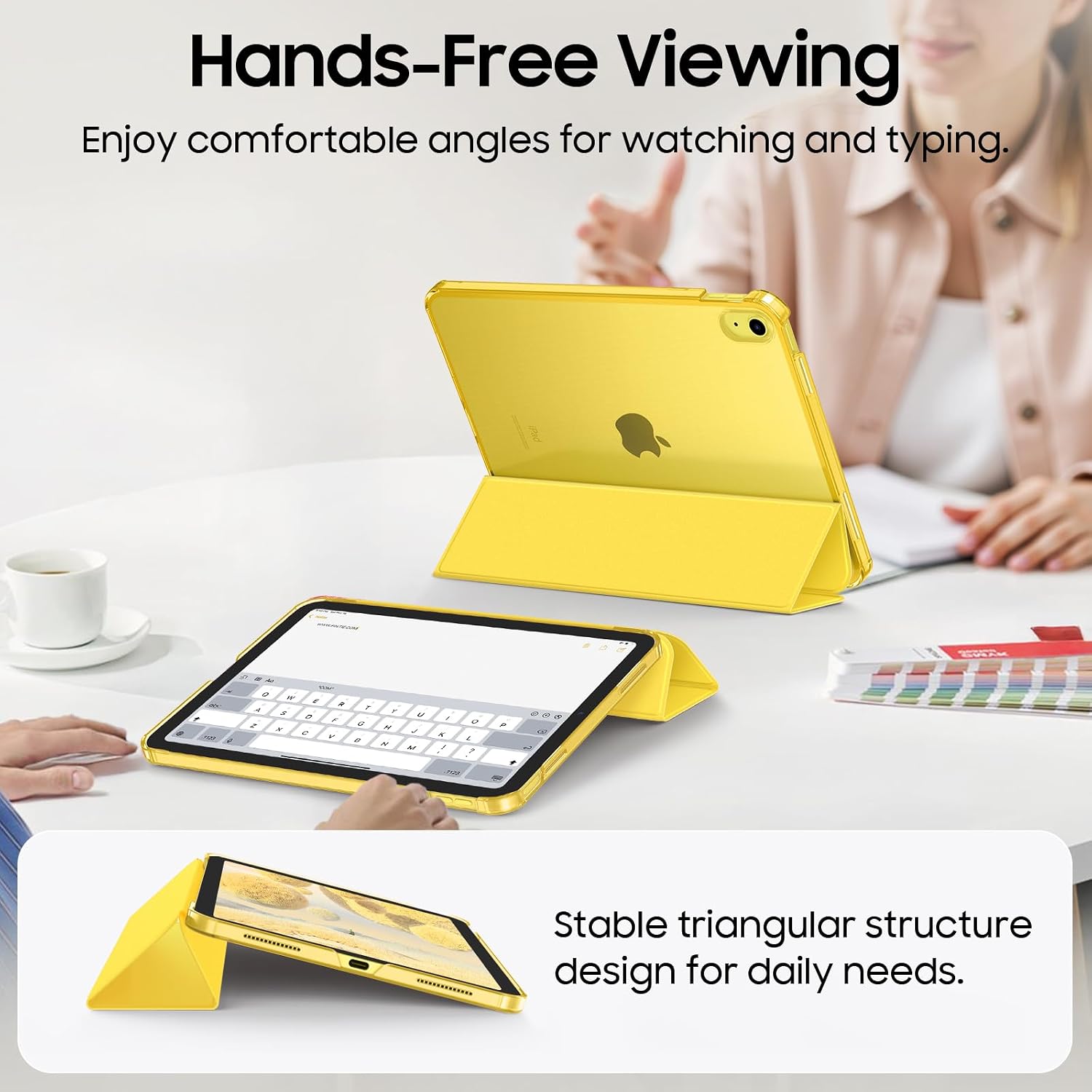 Detalle de FINTIE Ultra Slim Case for iPad (A16) 11th Gen / iPad 10th Gen 10.9" - Frosted Yellow