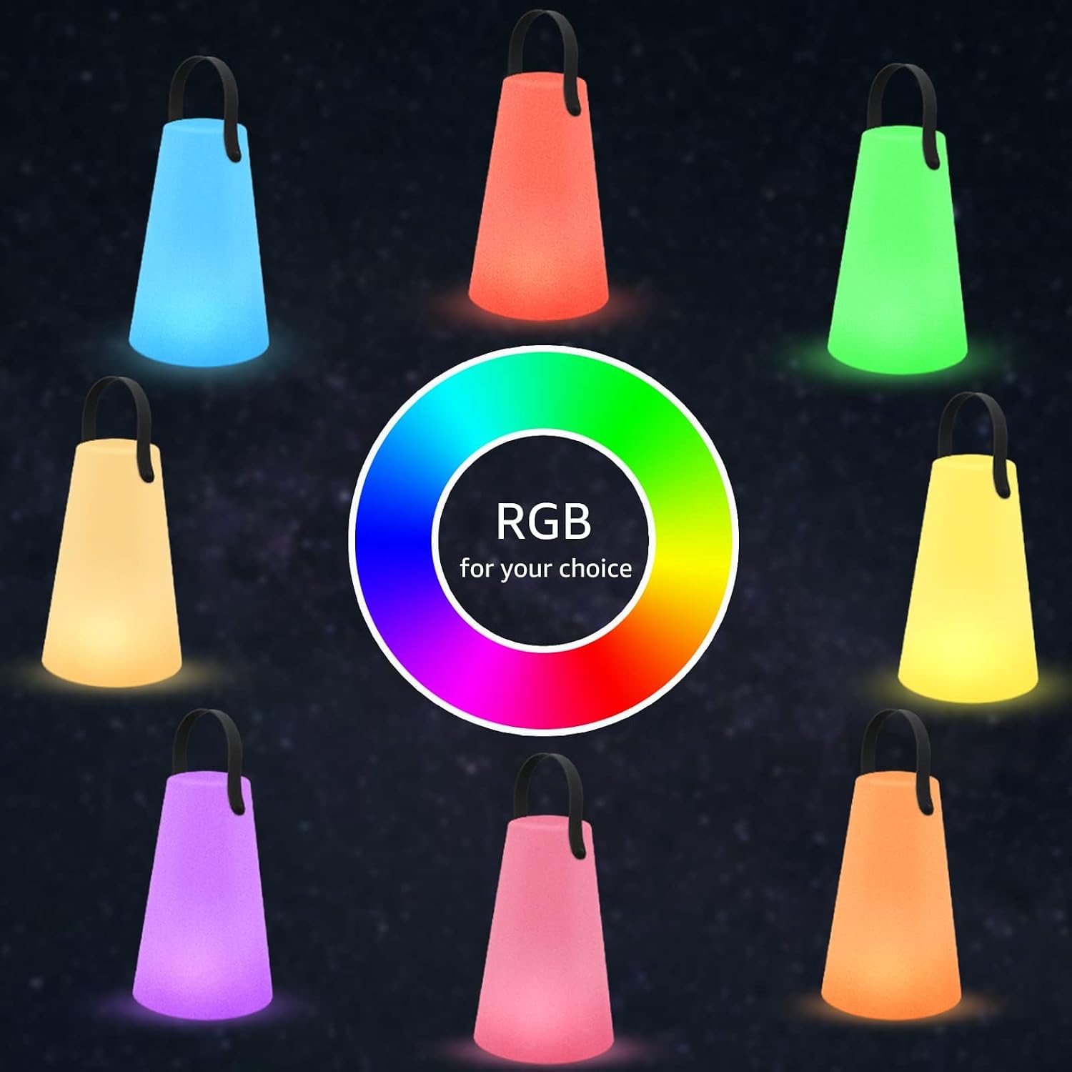 Detalle de GGII LED Akku Tischlampe Outdoor – kabellos, dimmbar, 8 Farben, USB-C aufladbar, IP44