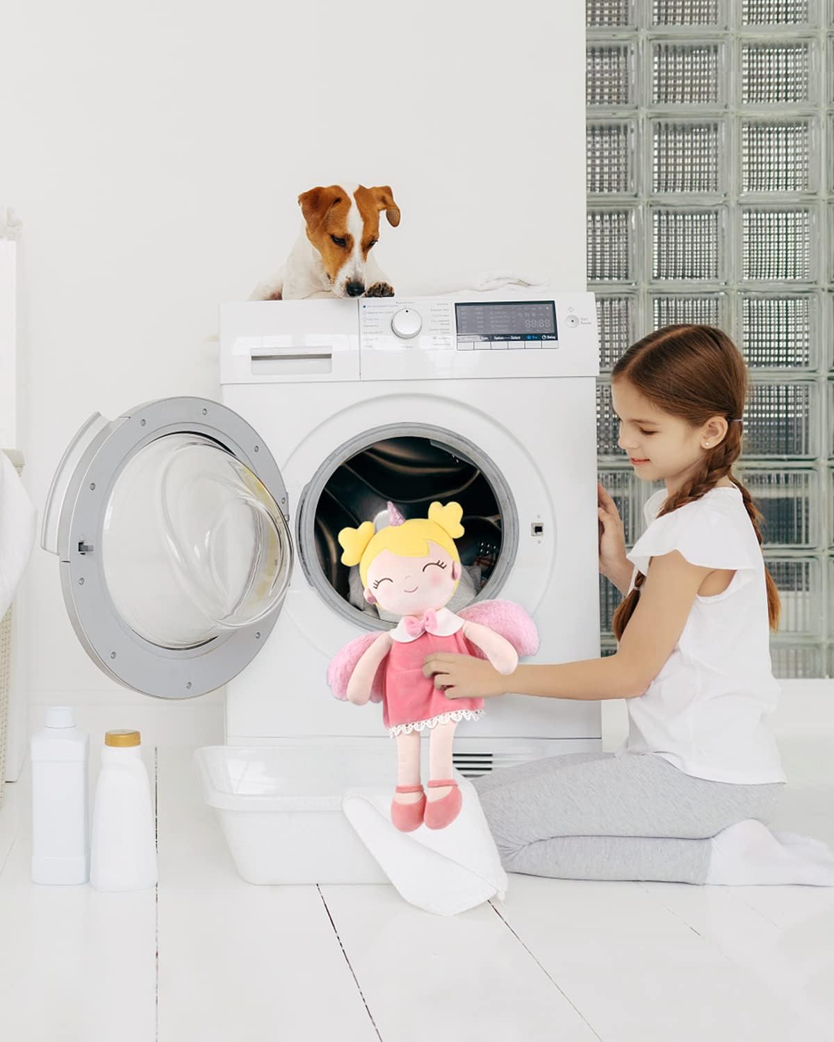 Thumbnail 6 de GAGAKU Weiche Stoffpuppe 40 cm Einhorn Schutzengel – Rosa, Kuschelpuppe für Mädchen ab 3 Jahren