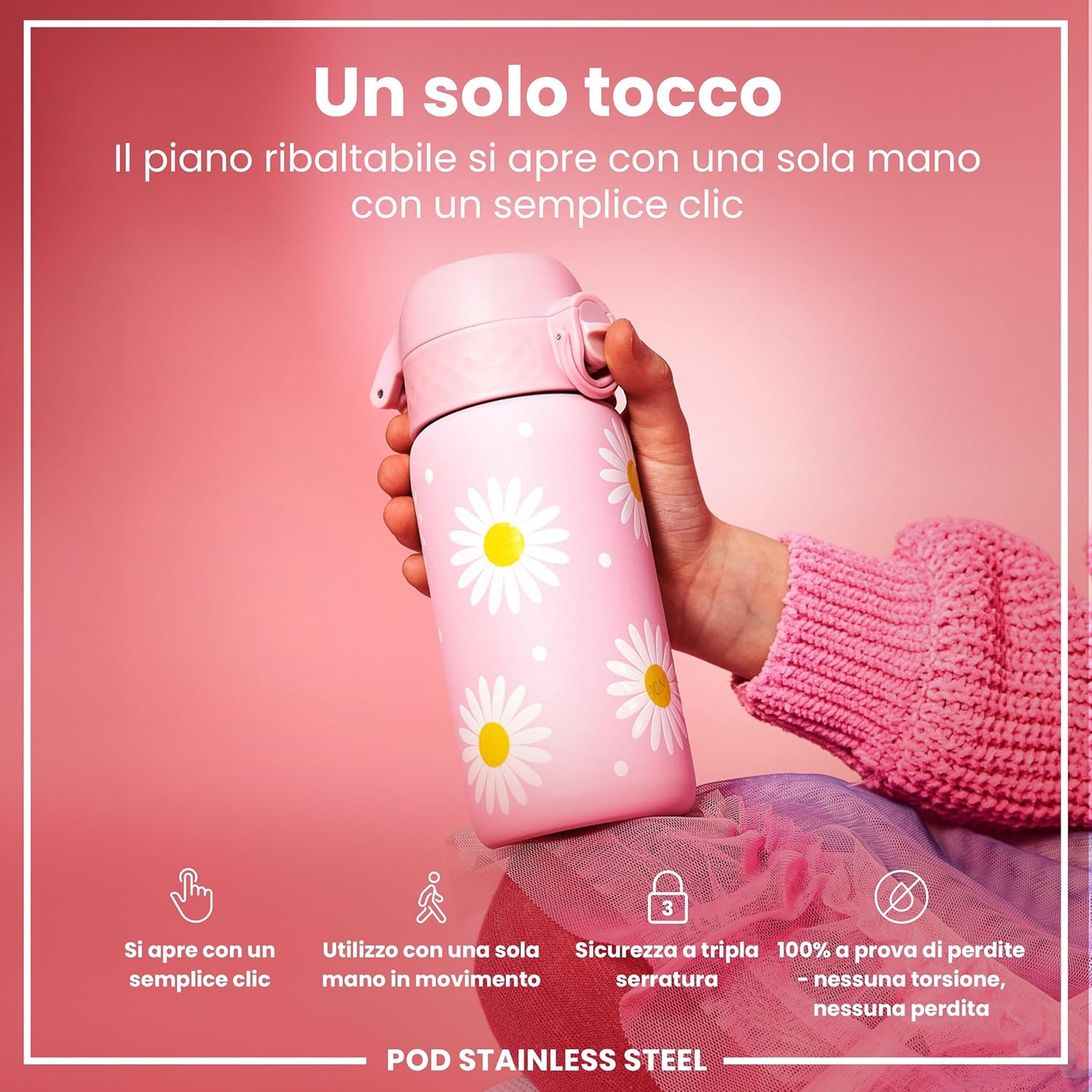 Thumbnail 2 de Ion8 Borraccia Inox Leggero per Bambini, 400 ml – design premiato, senza isolante e a prova di perdite
