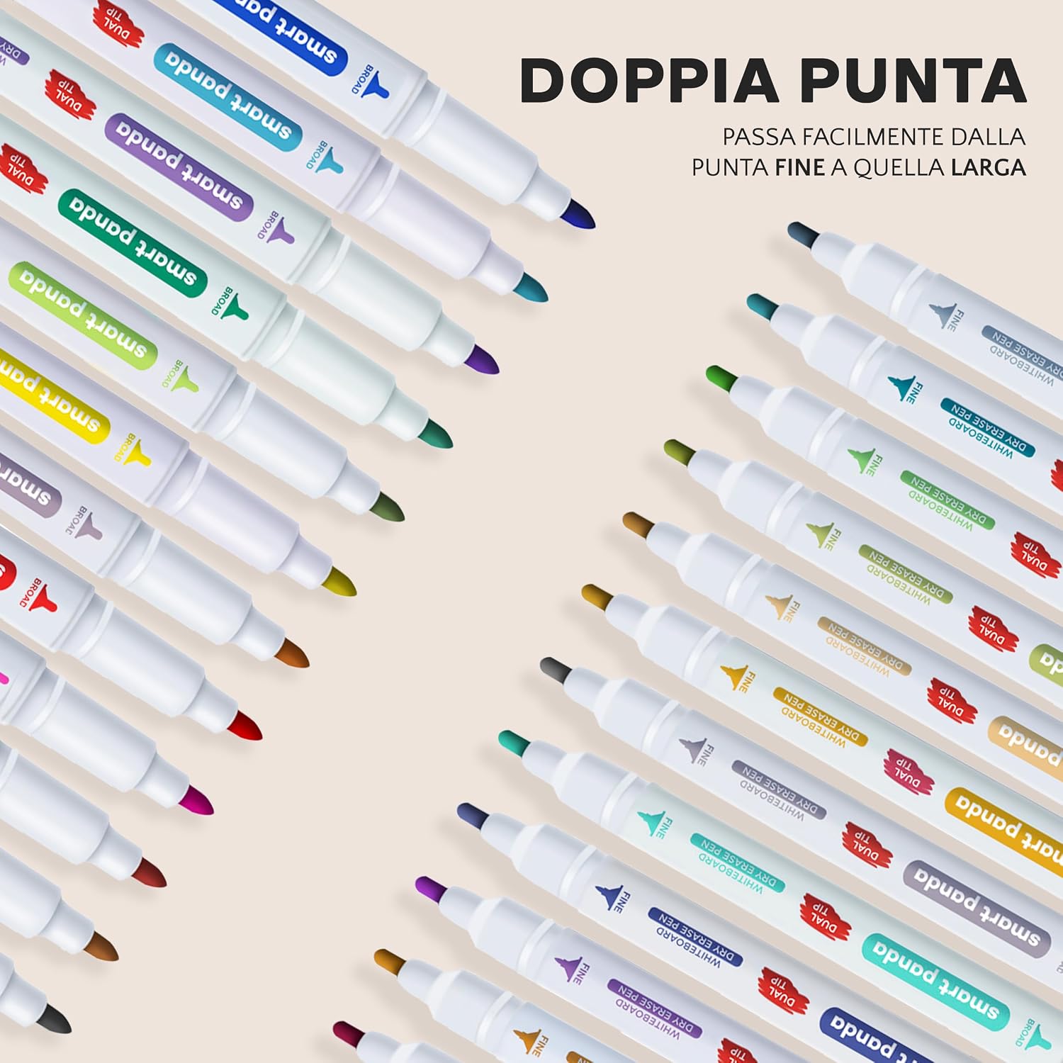 Detalle de Smart Panda Pennarelli Lavagna Bianca 24 colori 🖊
