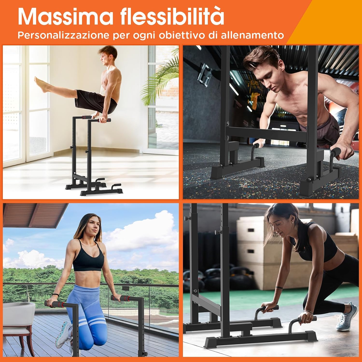 Detalle 2 de DH FitLife barres de dips réglables FitLife (100–130 cm, 9 niveaux)