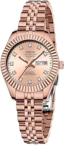 Detalle de NIBOSI orologi da donna analogici al quarzo con acciaio inox e quadrante luminoso