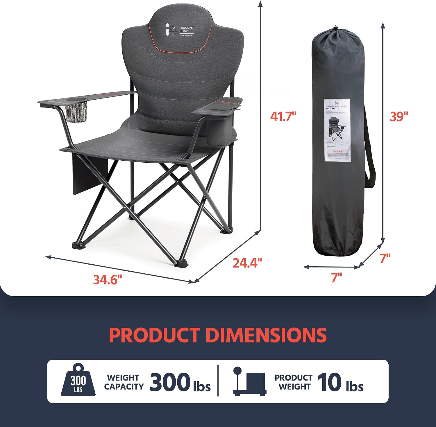 Thumbnail 1 de OUTSIDER Folding Camping Chair: Heavy-Duty, Oversized Outdoor Chair for 160kg Capacity
