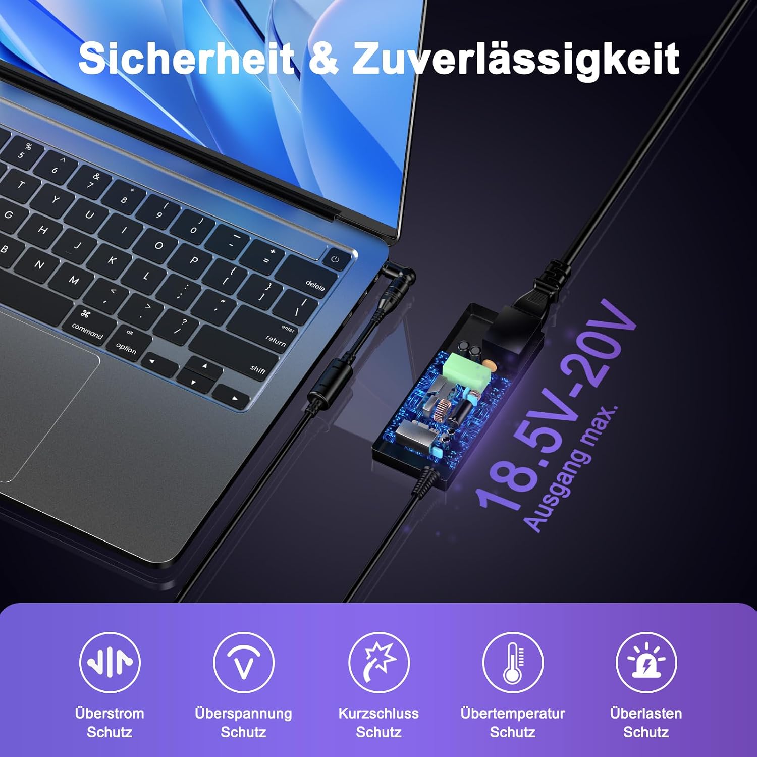 Thumbnail 5 de 90W universelles Netzteil Ladegerät für Laptop – 18–20V, 15 Stecker, 4,74A Max