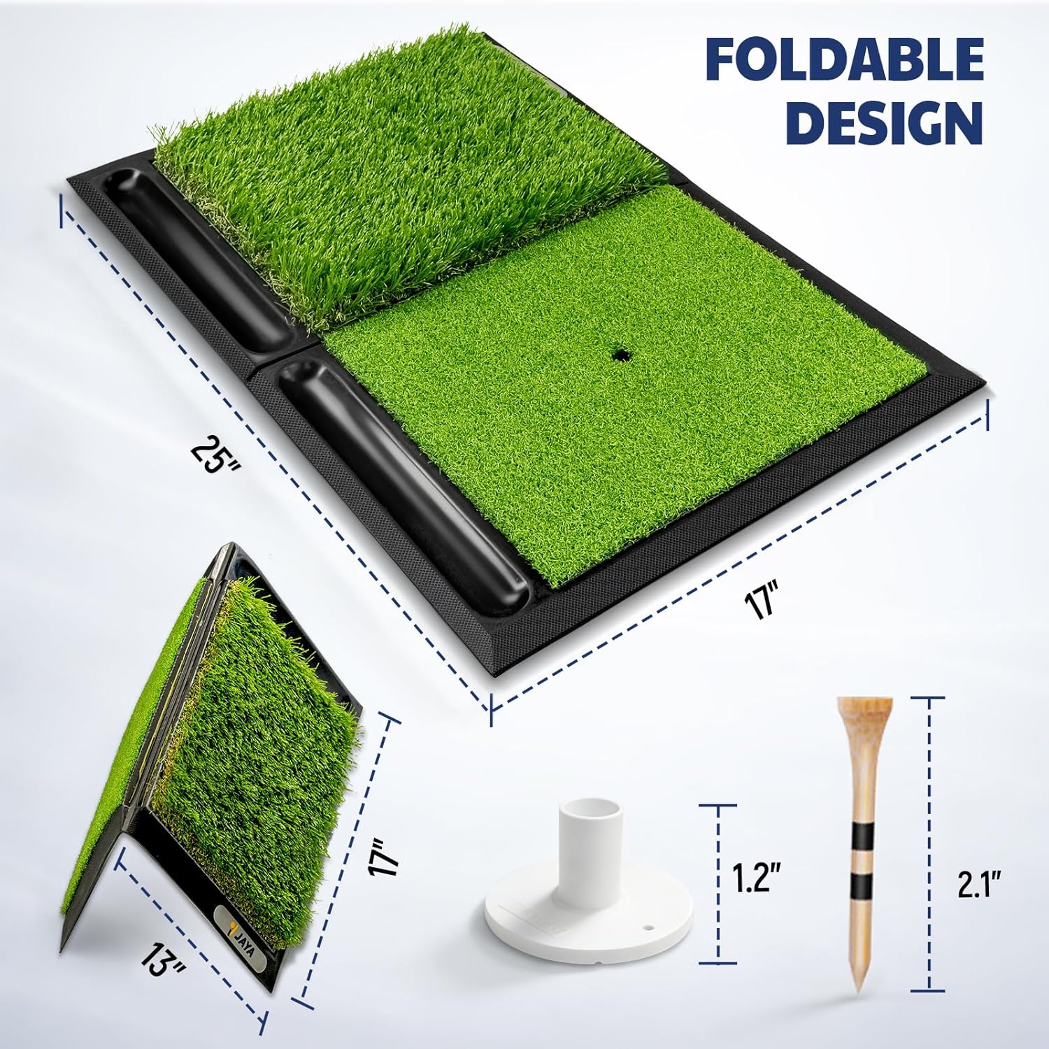 Thumbnail 6 de JAYA Golf Hitting Mat with Ball Tray – Dual-Turf Practice Surface with Heavy Rubber Base