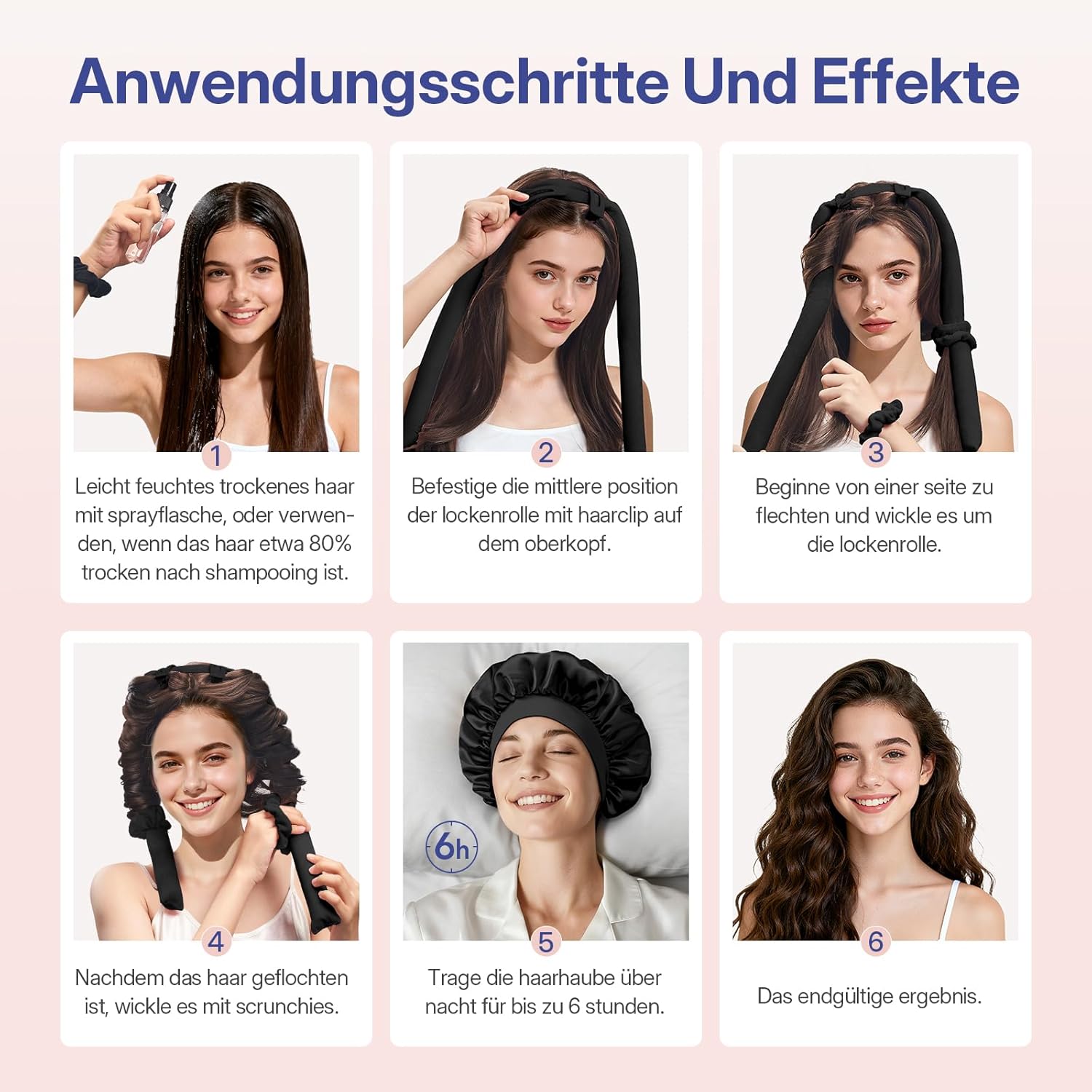 Detalle 1 de LitBear Lockenwickler für Heatless Curls, 2 Größen