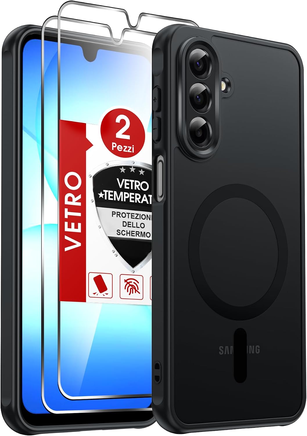 Detalle de LeYi Cover Magnetica per Samsung Galaxy A17 5G con 2 Vetri Temperati: protezione affidabile e stile opaco