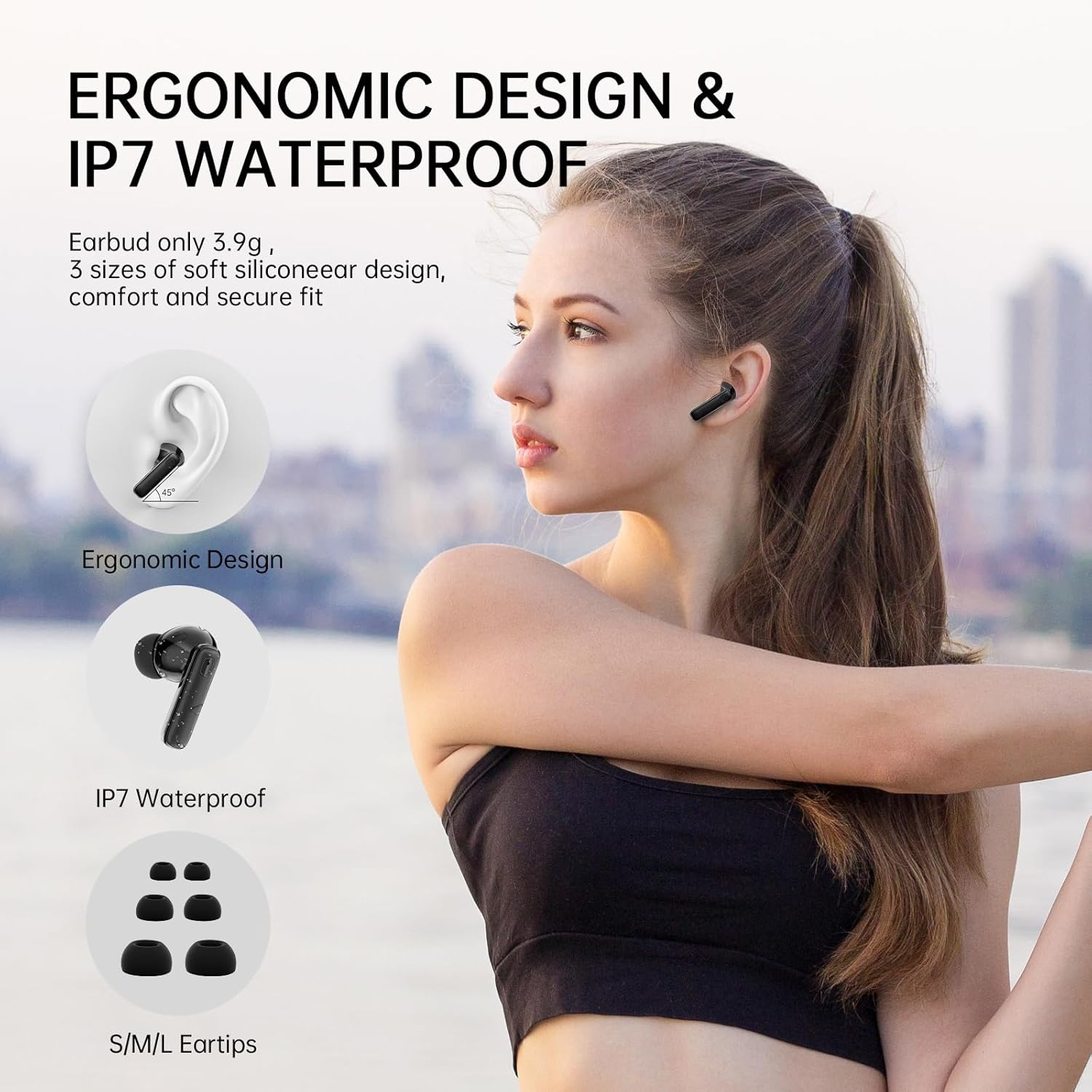 Thumbnail 5 de Motost Bluetooth 5.4 In-Ear-Kopfhörer mit ENC-Mikrofon, 4 ENC, 6D Deep Bass, IP7 & USB-C