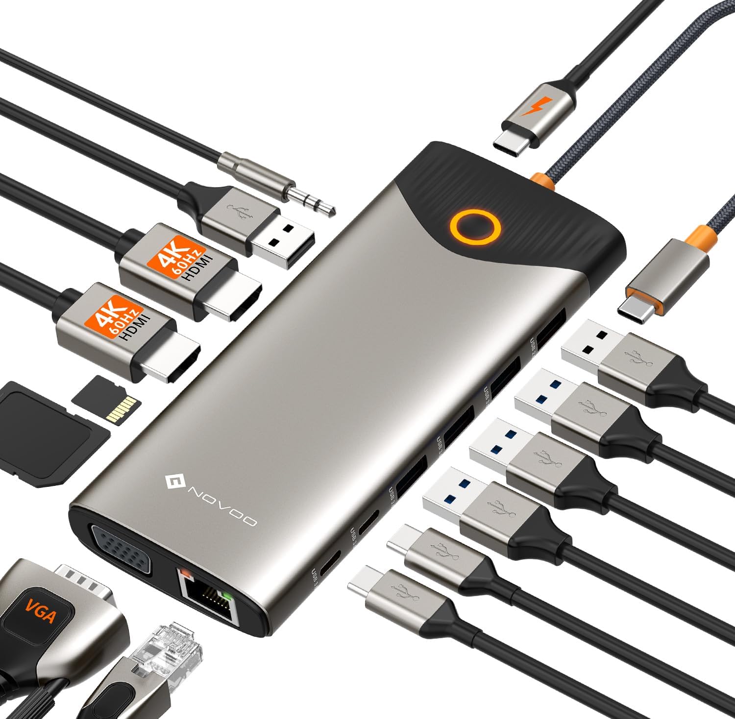 Detalle de NOVOO USB C Docking Station 15-in-1 🖥