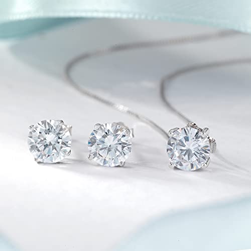 Detalle de Pendientes con Circonita Cúbica en Plata 925 Rodiada de 5 mm de inSCINTILLE (Caja regalo incluida)