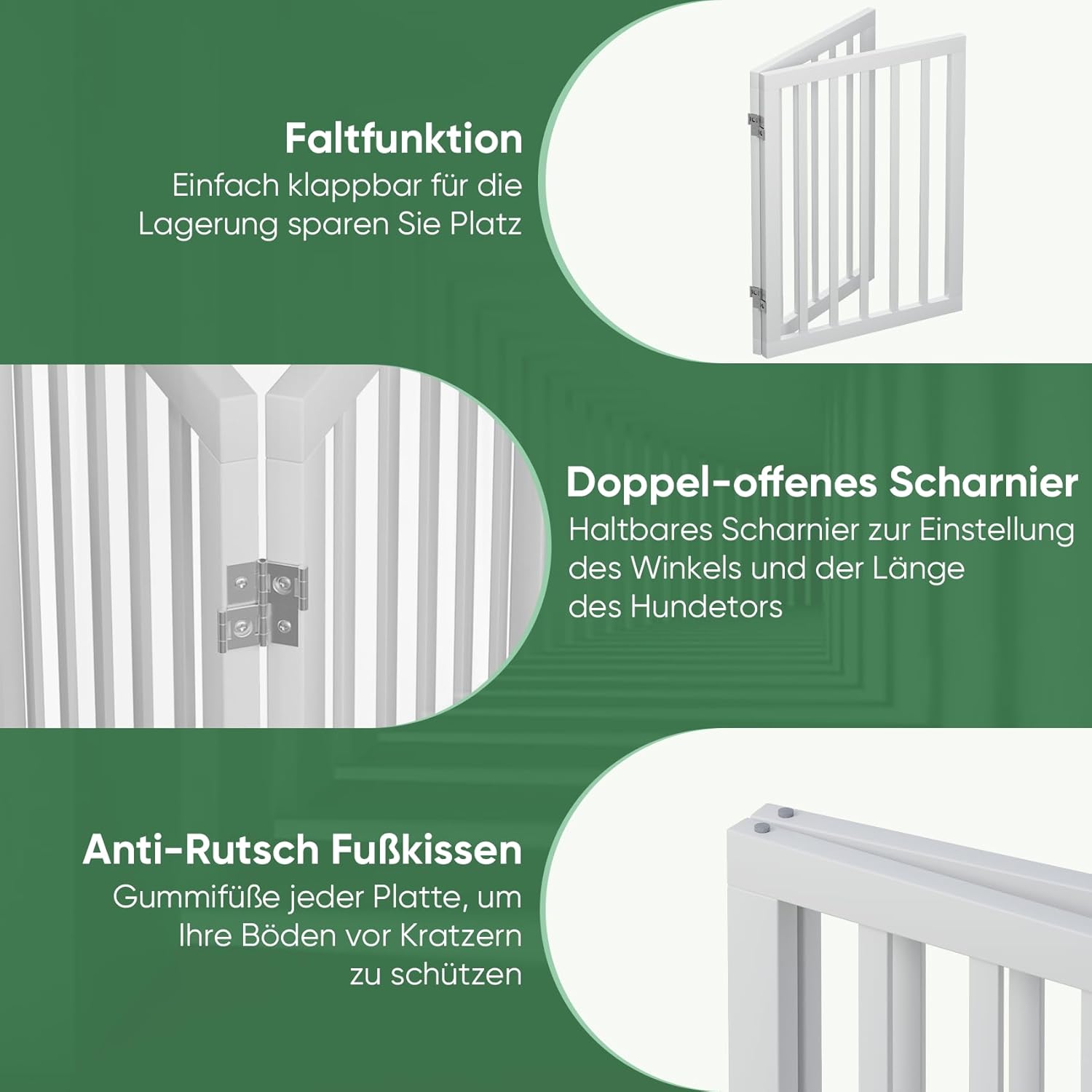 Thumbnail 2 de Algherohein freistehendes Hundegitter für Türen, faltbar (2 Paneele, weiß) – Welpen- & Haustiergitter für den Innenbereich