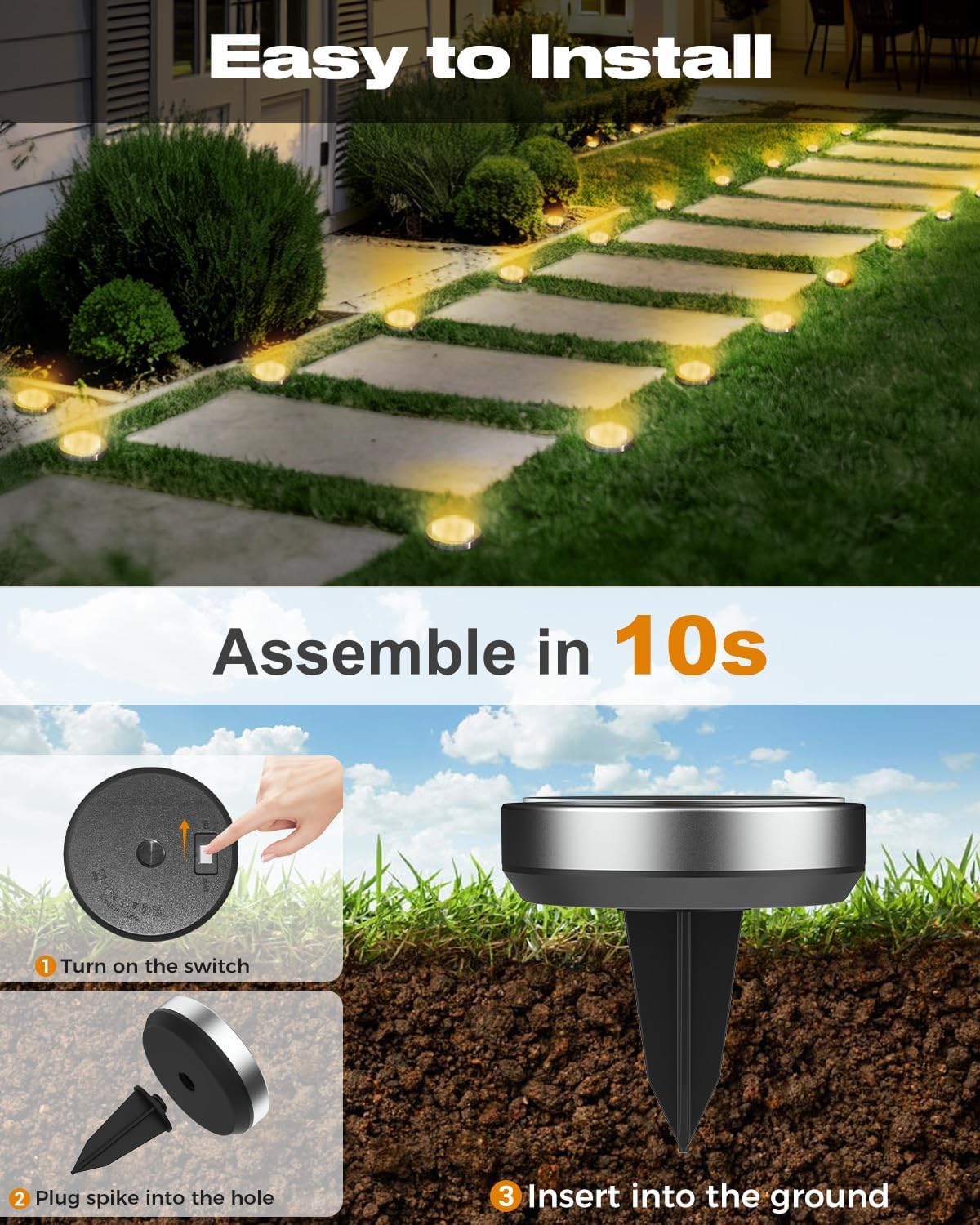Thumbnail 3 de btfarm Solar Bodenleuchten 10 Stück 8 LEDs