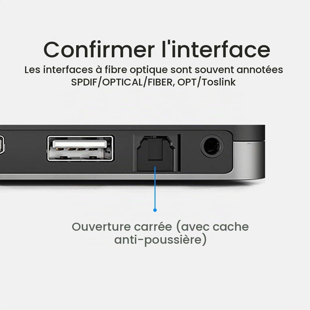 Detalle de Vention Toslink optische audiokabel van 1 m met 24K vergulde stekkers