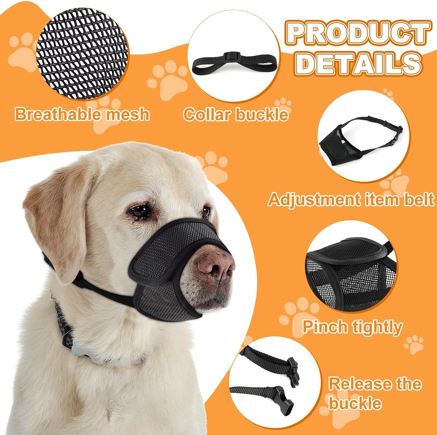 Thumbnail 4 de Dog Muzzle by yingphia – Soft Nylon Breathable, Adjustable Anti-Bite Mesh Muzzle for Dogs (Blue, XS)