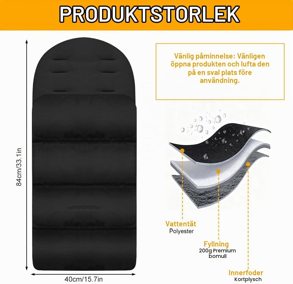 Detalle 2 de AOOWU åkpåse för barnvagn med fleecefoder och dubbla dragkedjor
