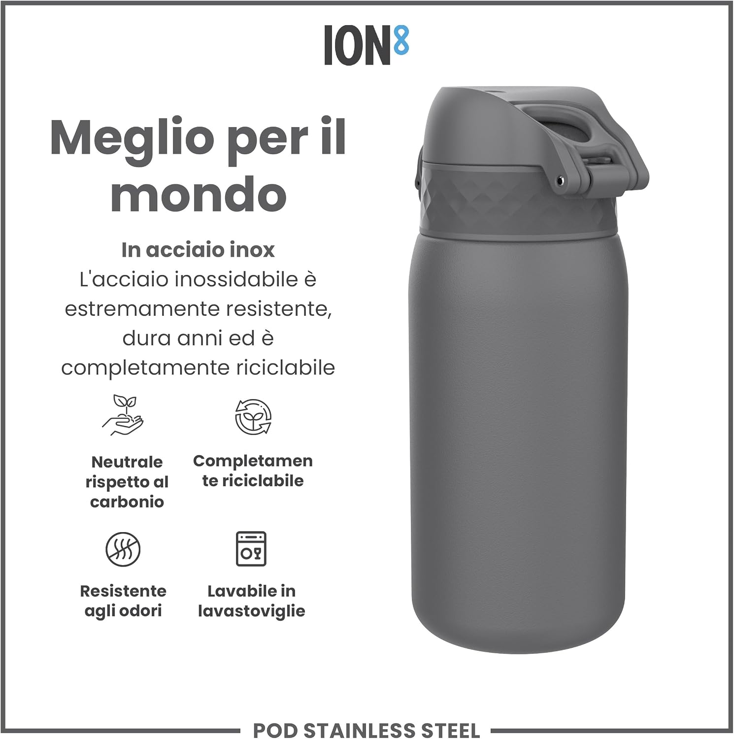 Detalle de Ion8 Borraccia a Prova di Perdite: design premiato, apertura facile e pulizia senza sforzi
