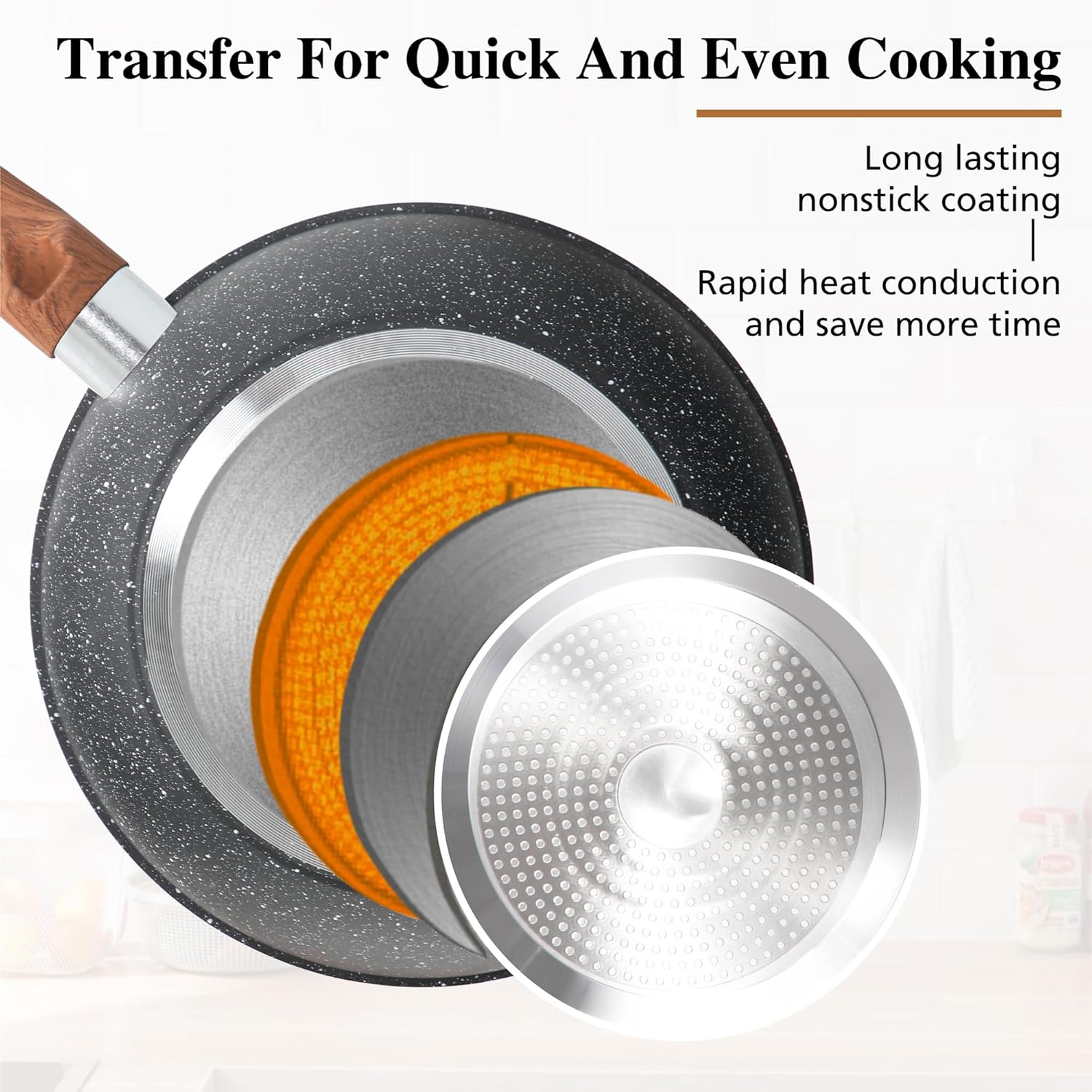 Detalle de DishDelight 30-Piece Granite Non-Stick Pots & Pans Set for Induction Cooktops