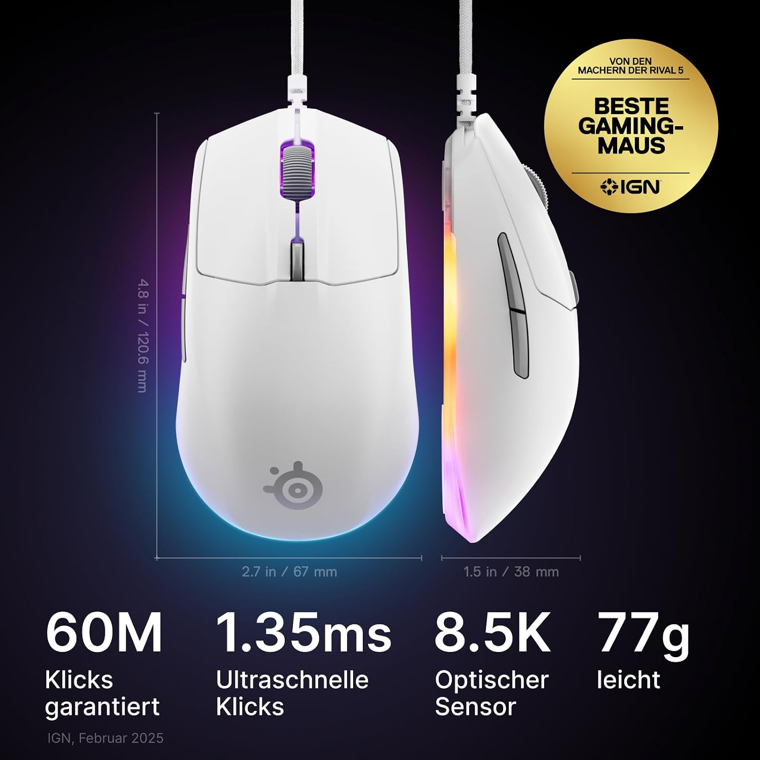 Thumbnail 1 de SteelSeries Rival 3 Gen 2 Gaming Maus 77 g