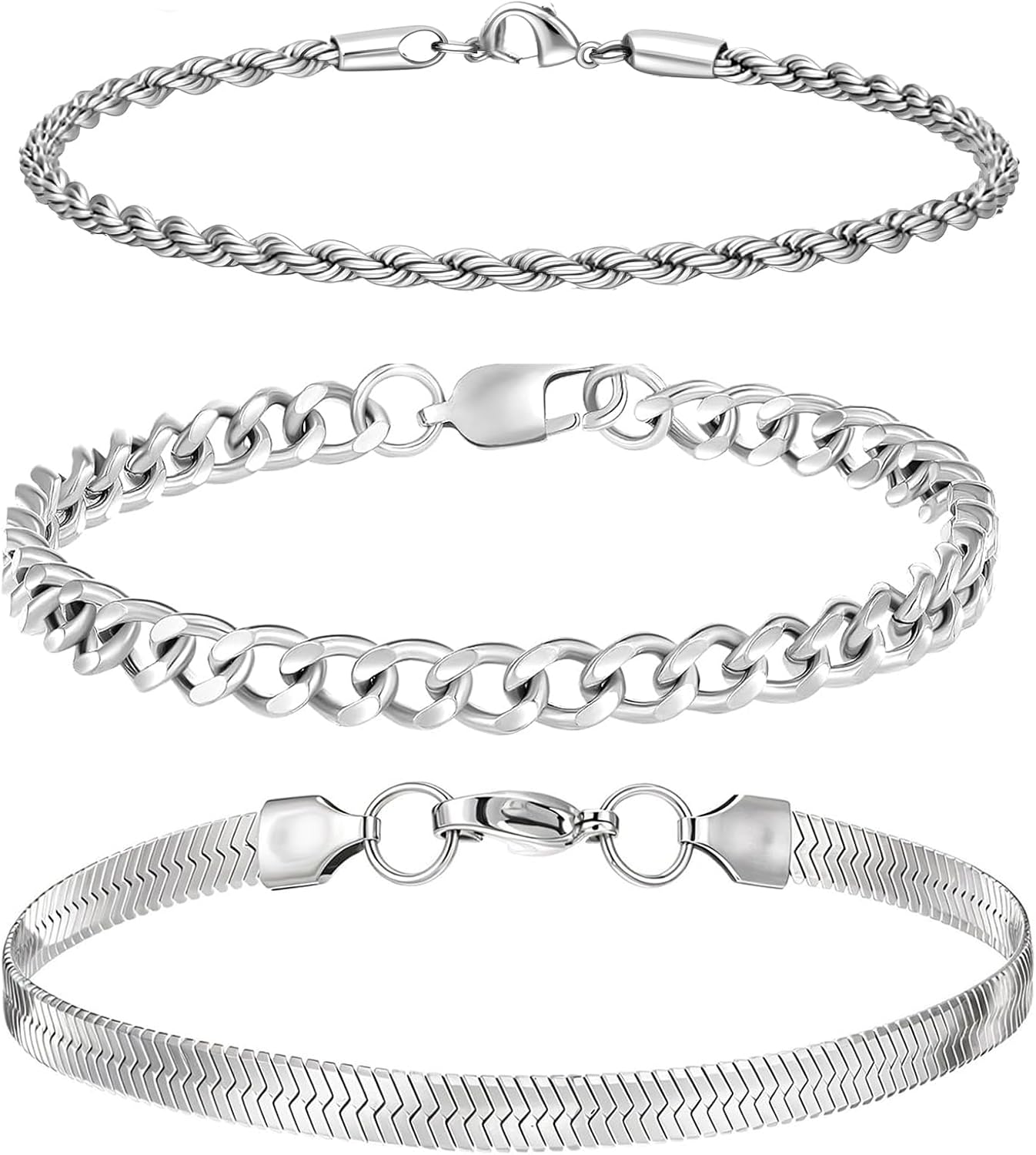 Thumbnail 6 de Halora Silber Armband Herren 3er Set Edelstahl