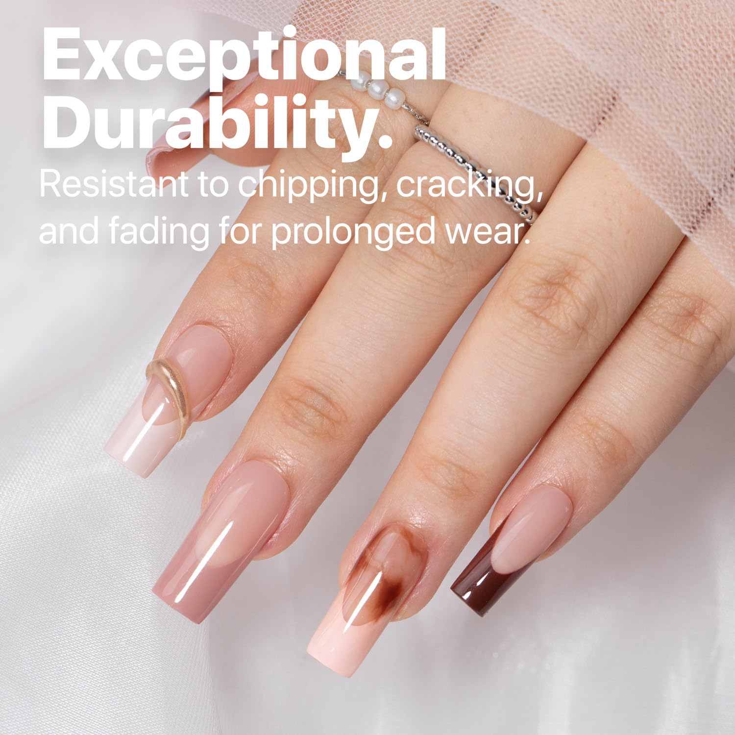 Thumbnail 5 de SXC Cosmetics French Tip Press On Nails (Skin Tone Nude & Color Series) Medium Square Starter Kit ST117KIT