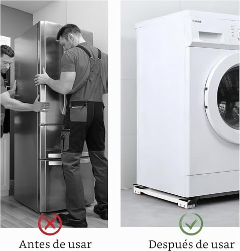 Detalle 2 de Leseed Soporte Lavadora 2 Piezas con Ruedas Ajustables (45–72 cm) y Carga Hasta 300 kg