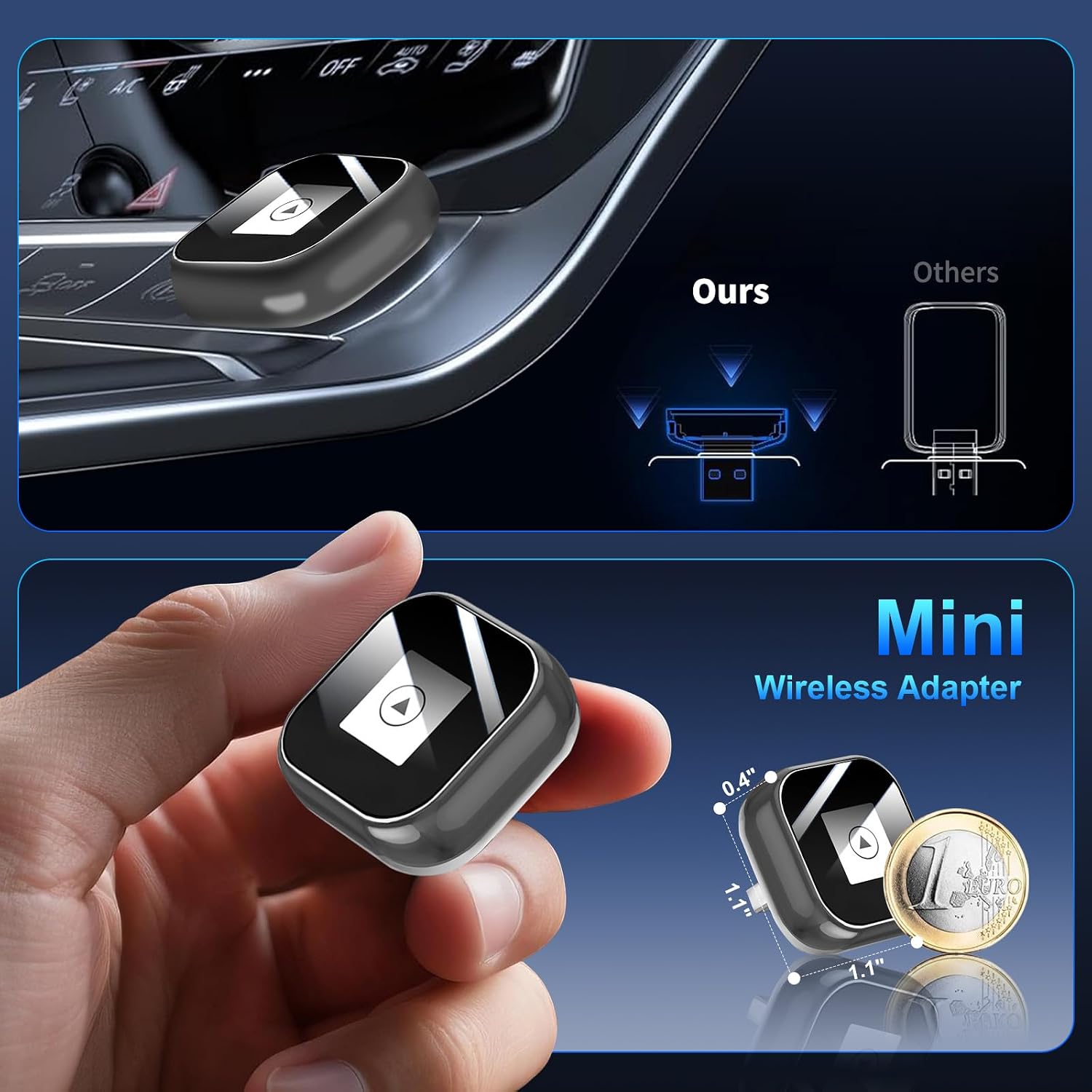 Detalle 2 de Adattatore 2-in-1 Wireless CarPlay e Android Auto 2025