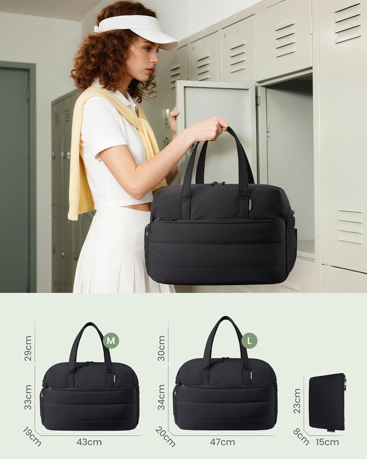 Detalle de LOVEVOOK Sporttasche/Weekender klein für Damen – handgepäcktaugliche Reisetasche mit Schuhfach