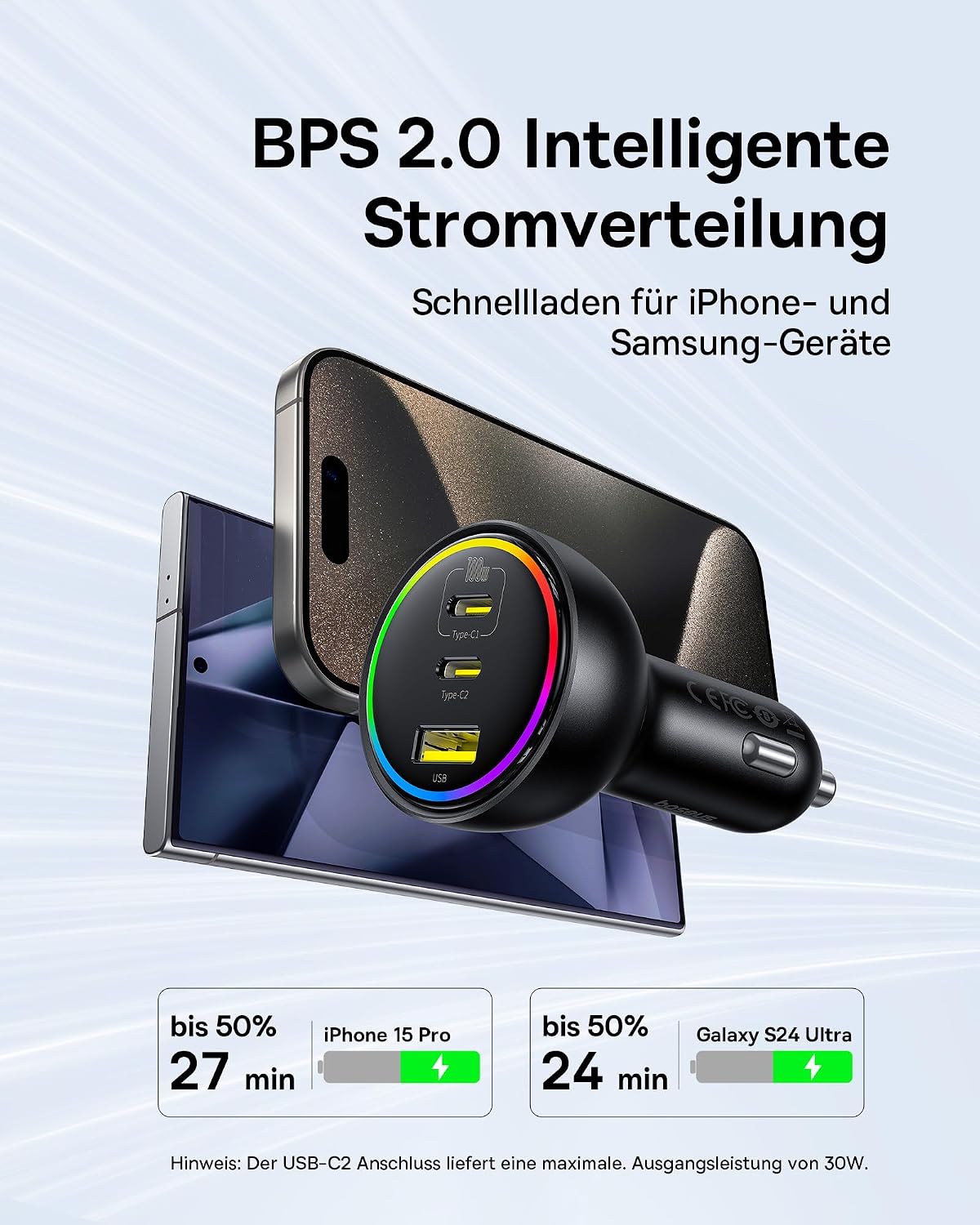 Thumbnail 3 de Baseus 152.5W Zigarettenanzünder USB-C 3 Ports – Hochleistungs-Ladegerät für Auto
