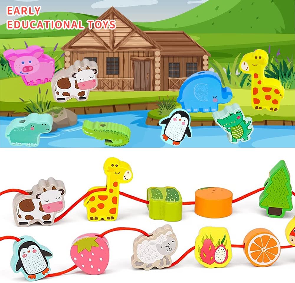 Thumbnail 3 de GEEKEO threading toy set 42 wooden beads
