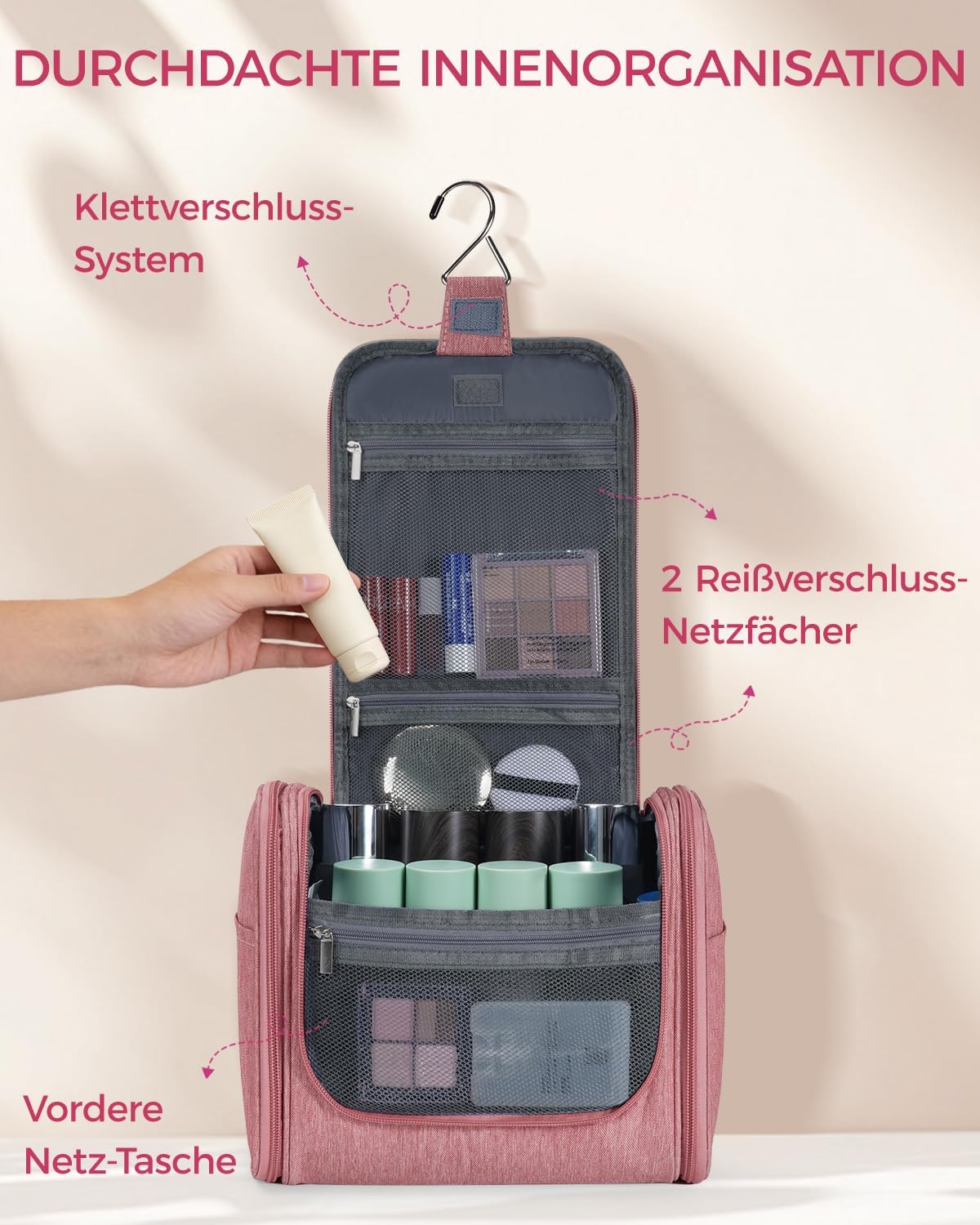 Thumbnail 3 de WANDF Groß Waschtasche: Große Kulturtasche zum Aufhängen, 27 x 15,5 x 59 cm, 8,3 Liter