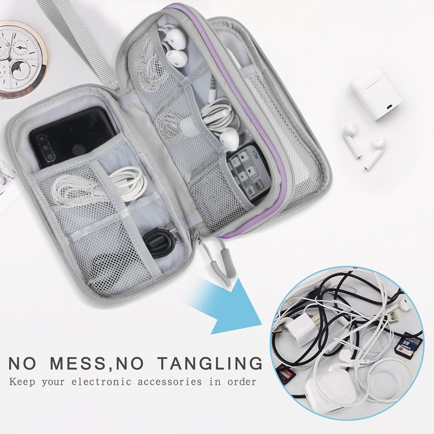 Detalle de Skycase Kabeltasche: Travel Essentials Tech Pouch – Kompakte Organisation für Kabel, Zubehör und Schreibzeug