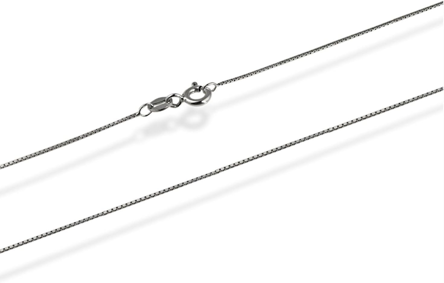 Detalle de Catena veneziana in oro bianco 14K (585) 40–60 cm, unisex, 0,75 mm — cofanetto portagioie Prins Jewels