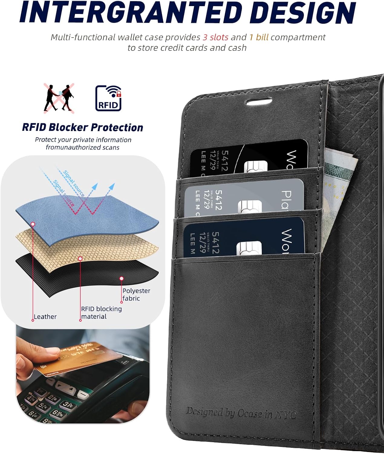 Thumbnail 2 de OCASE Premium Leder Flip Hülle für Samsung Galaxy S24+ Plus 5G – Standfunktion, Kartenfächer, Stoßfest
