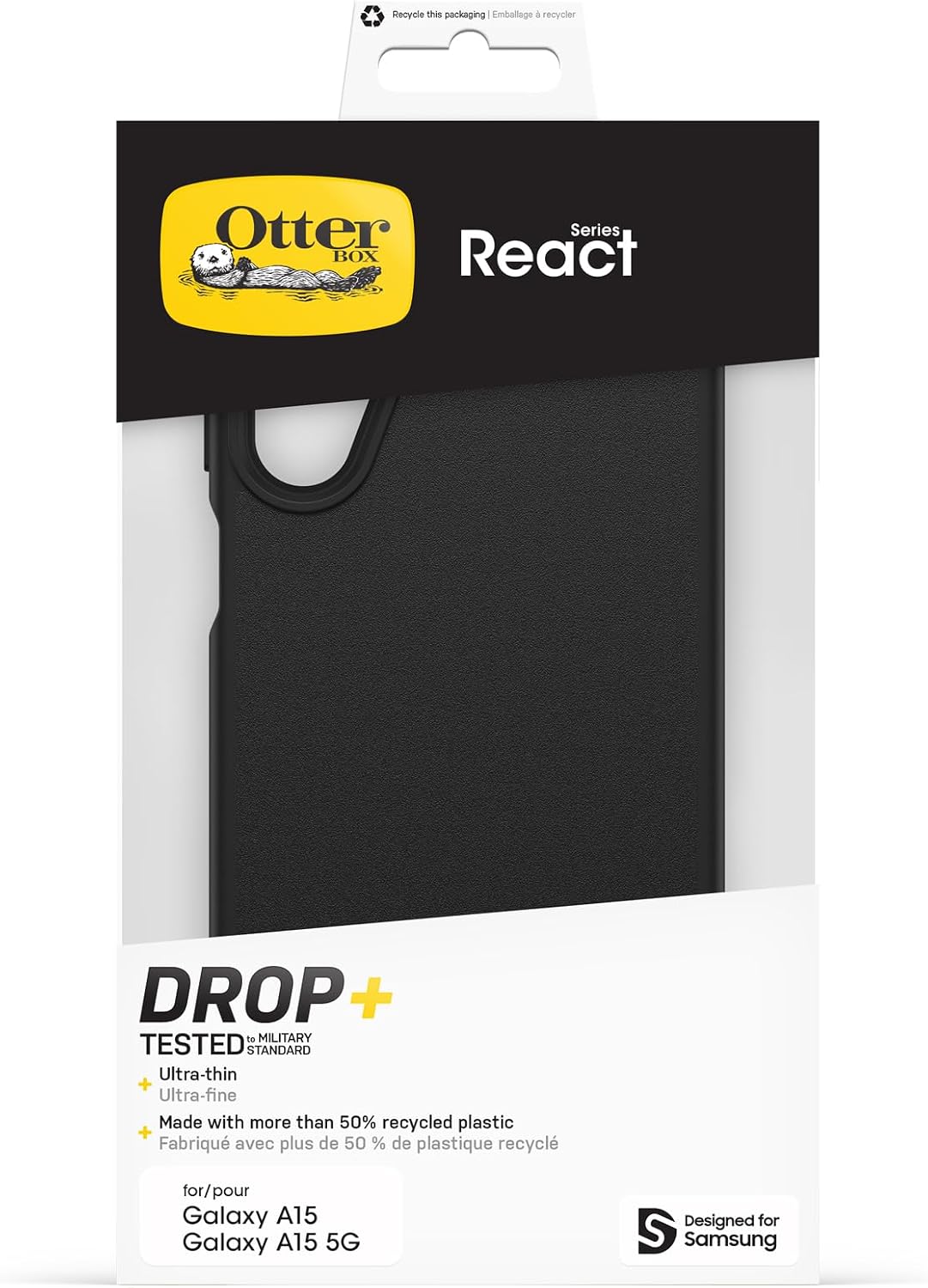 Detalle de OtterBox React Series Case for Samsung Galaxy A15/A15 5G – Ultra-Slim, Shockproof Protection