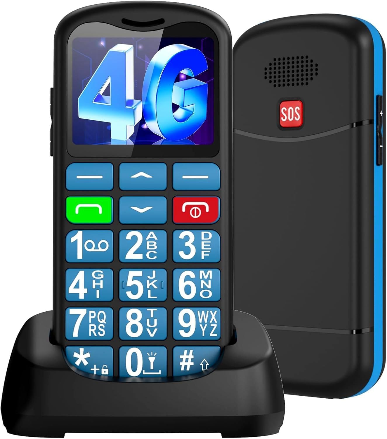 Detalle de uleway Seniorenhandy mit großen Tasten, 4G ohne Vertrag und SOS-Notruftaste (Nano-SIM, 1,77-Zoll-Display), Blau