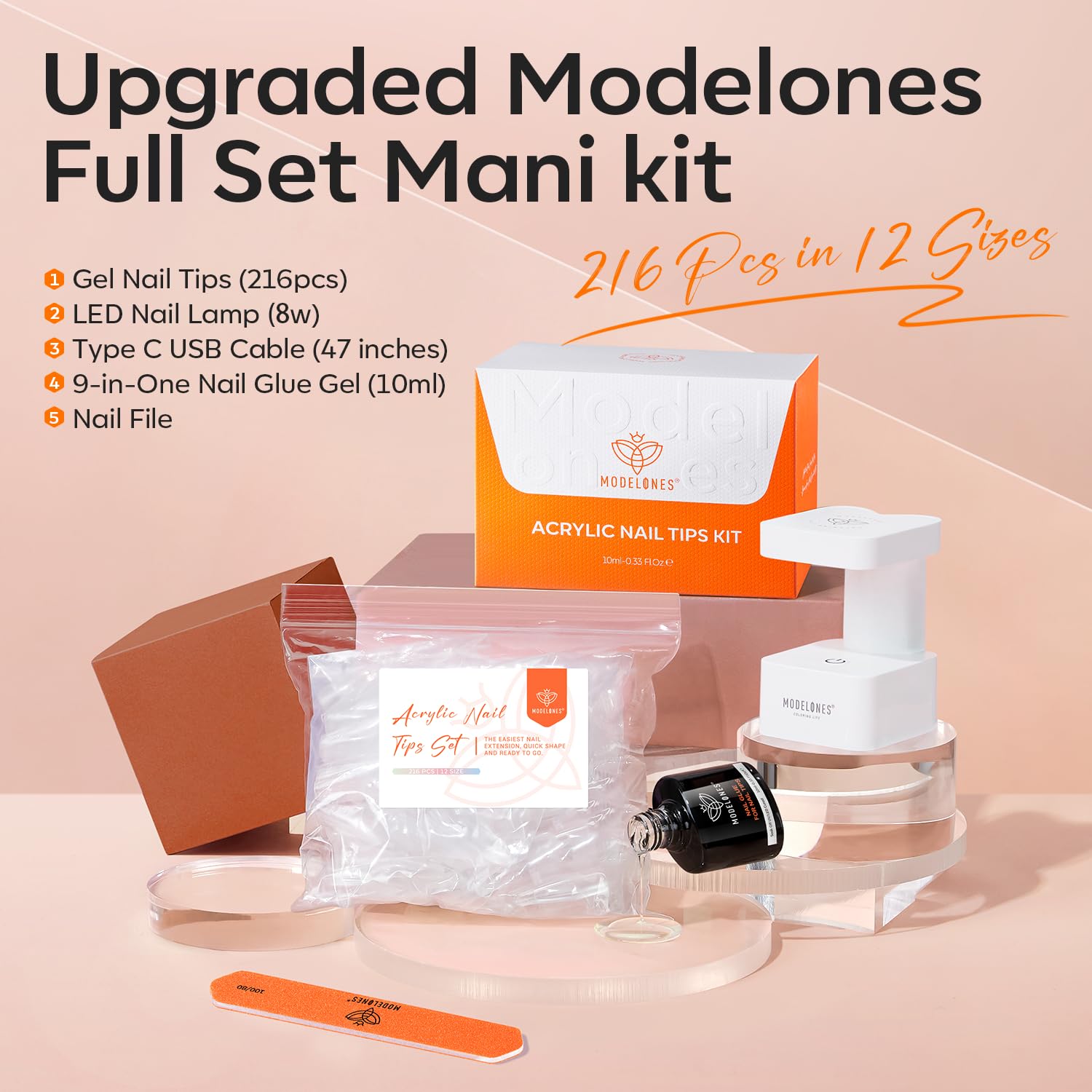 Thumbnail 2 de Modelones X Nail Gel Kit Short Almond: 9-in-One Gel Nail Extension Kit for Home Salons