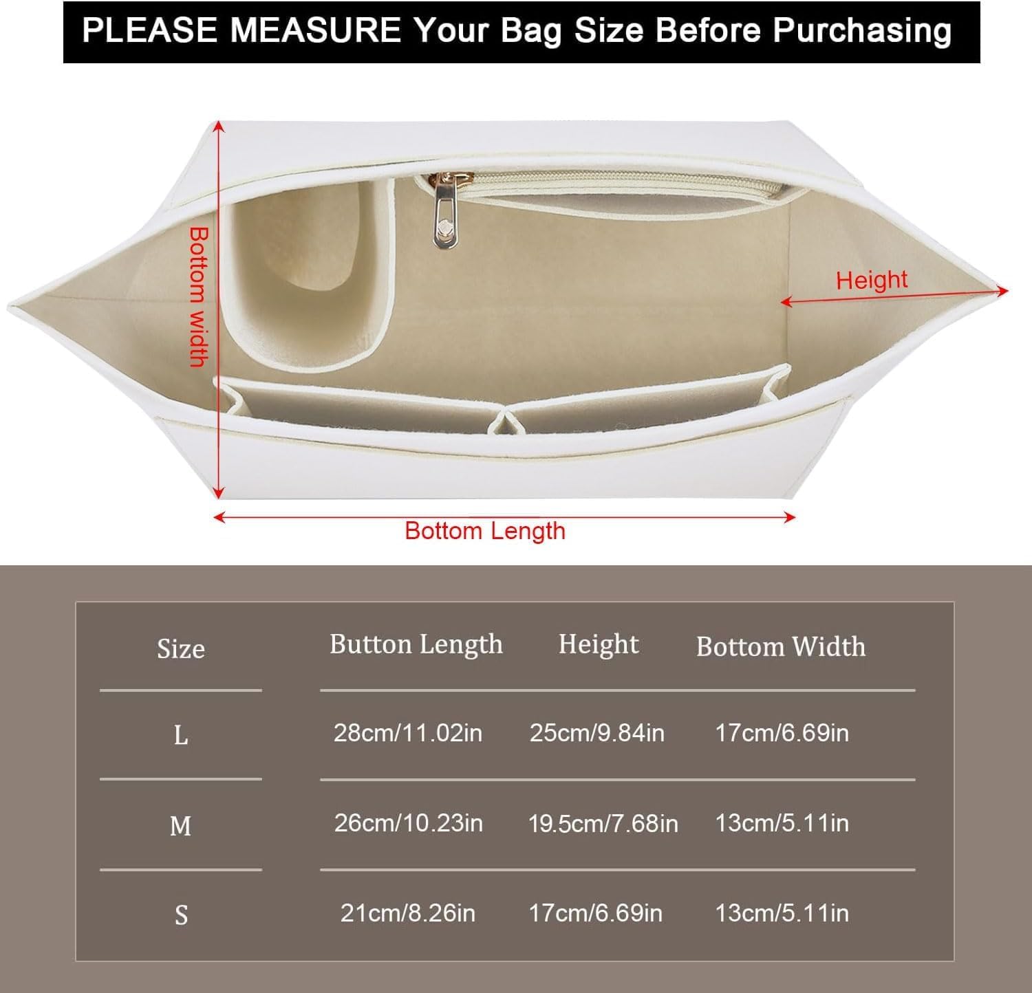 Detalle de Sunshine smile Organizer für Longchamp Tasche – Filz Organizer mit Mehrfachtaschen