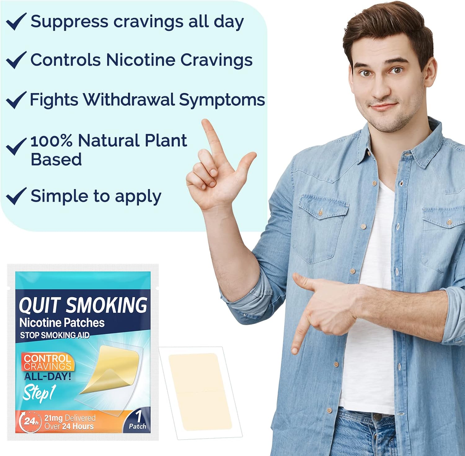 Thumbnail 1 de 21mg Quit Smoking Patches, Step 1 Stop Smoking Aids Patches
