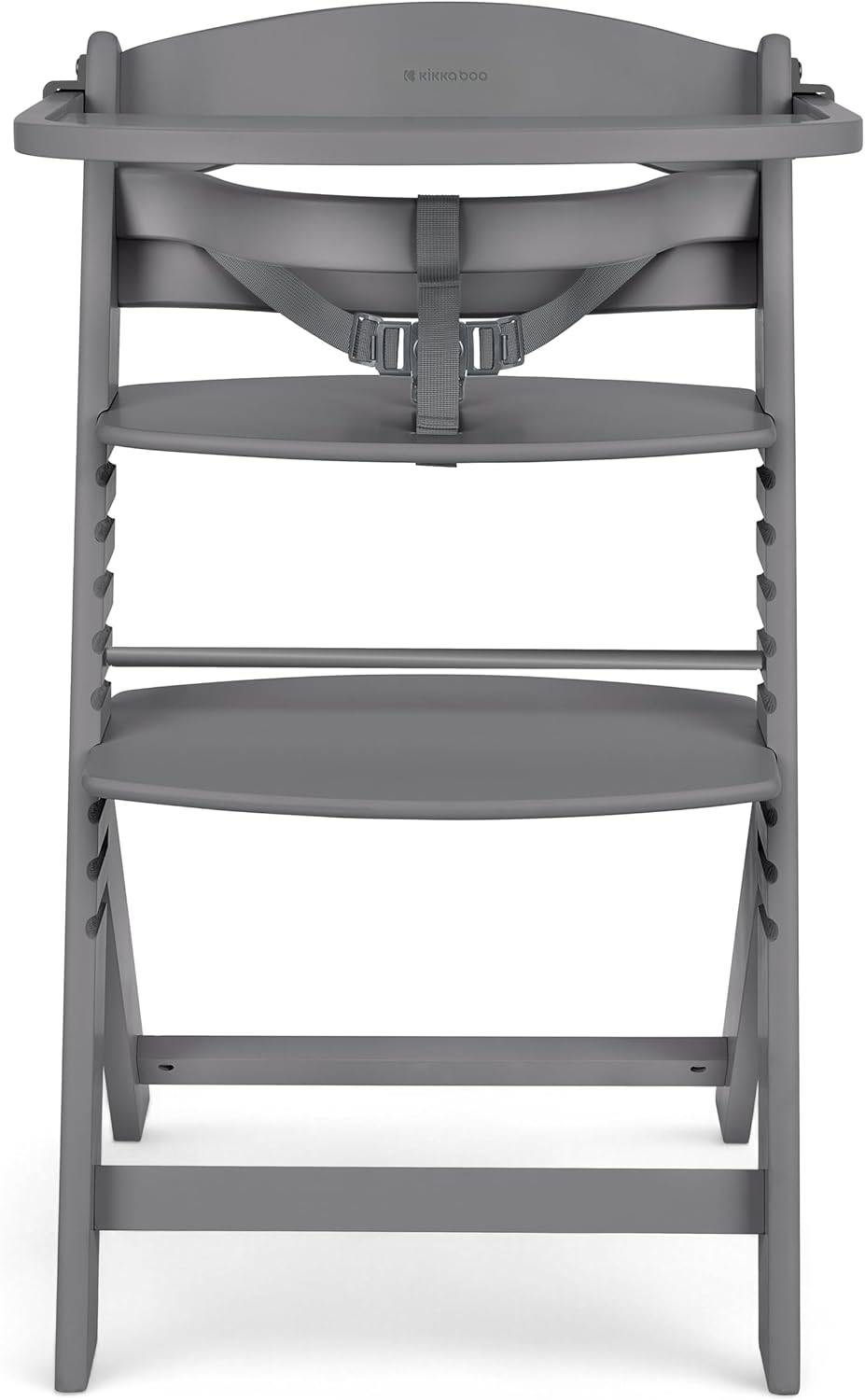 Detalle de KikkaBoo Chaise Haute Bébé Évolutive Nordy en Bois de Hêtre – jusqu’à 35 kg, plateau amovible, gris foncé