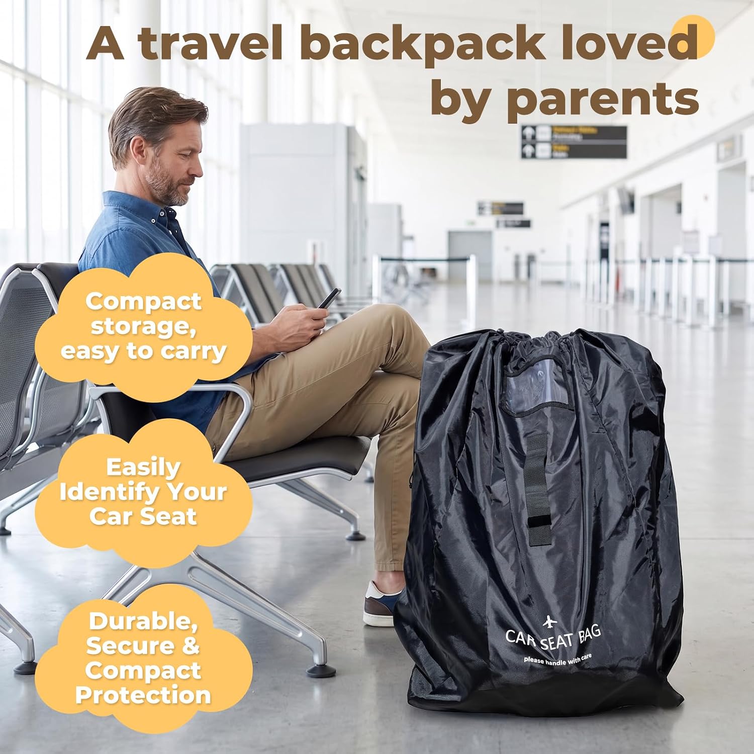 Detalle 2 de MAXRILY Car Seat Travel Bag with Padded Straps