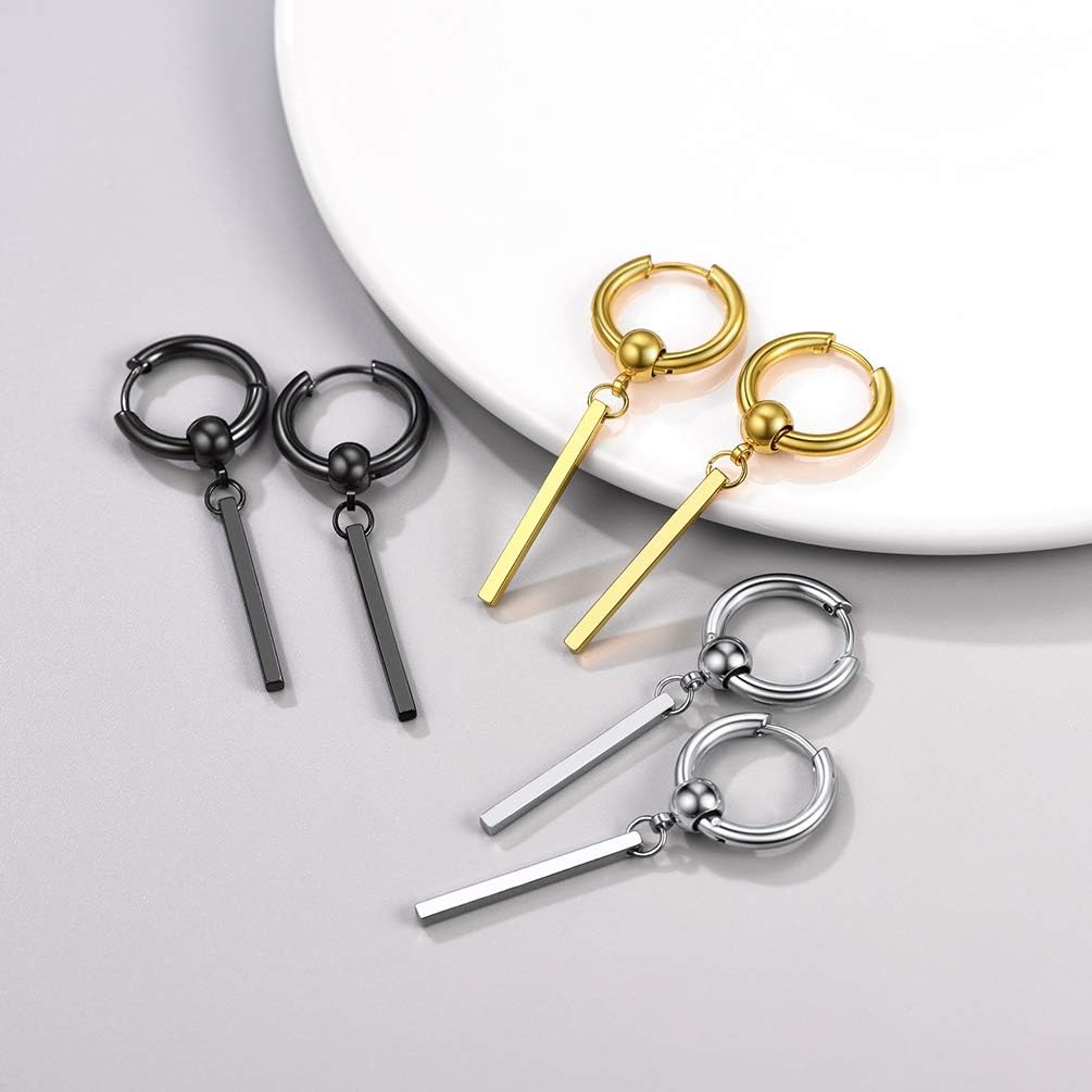 Thumbnail 4 de PROSTEEL orecchini donna in acciaio inox 316L pendenti argento/nero con placcato oro e confezione regalo