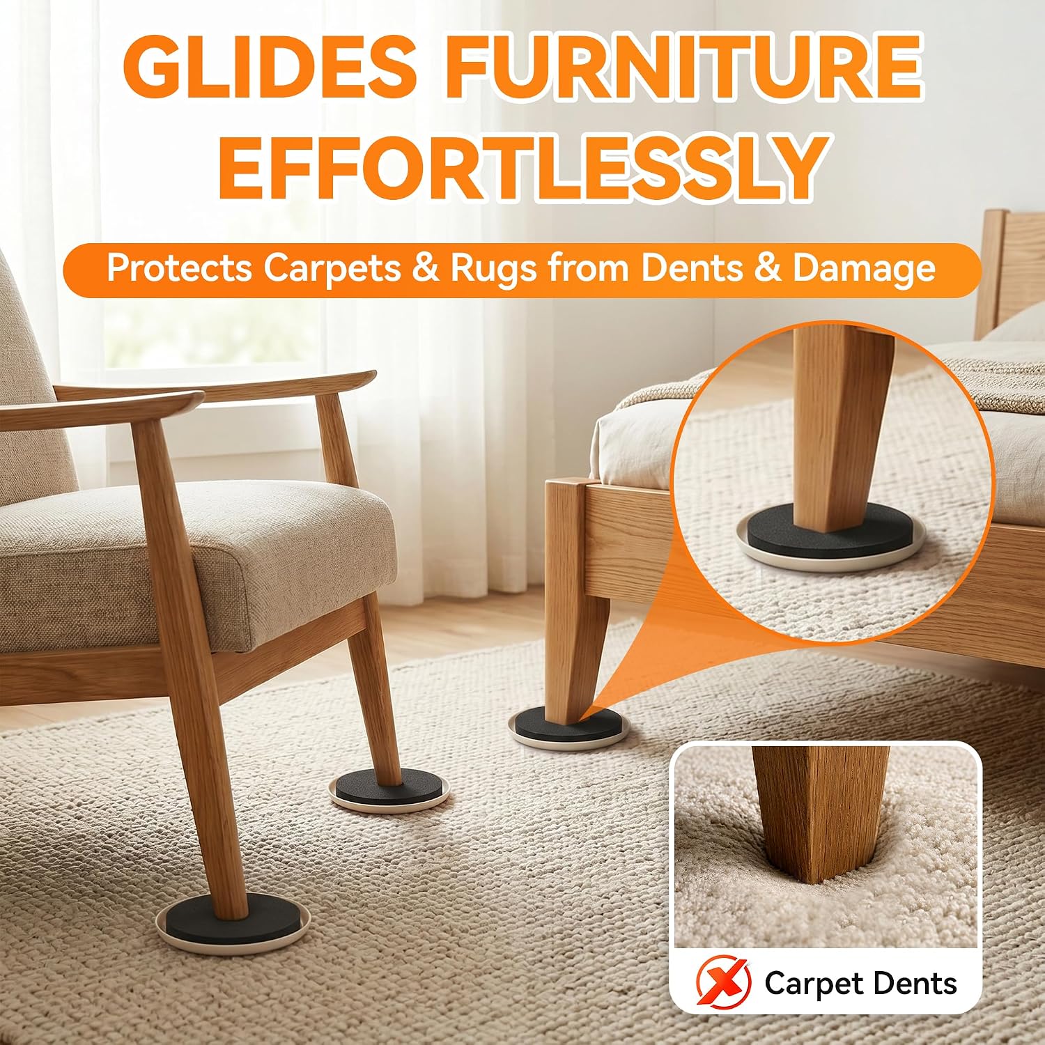 Detalle 2 de Shnbxtnd Furniture Lifter Tool Furniture Sliders, Reusable 16-Pack for Floors