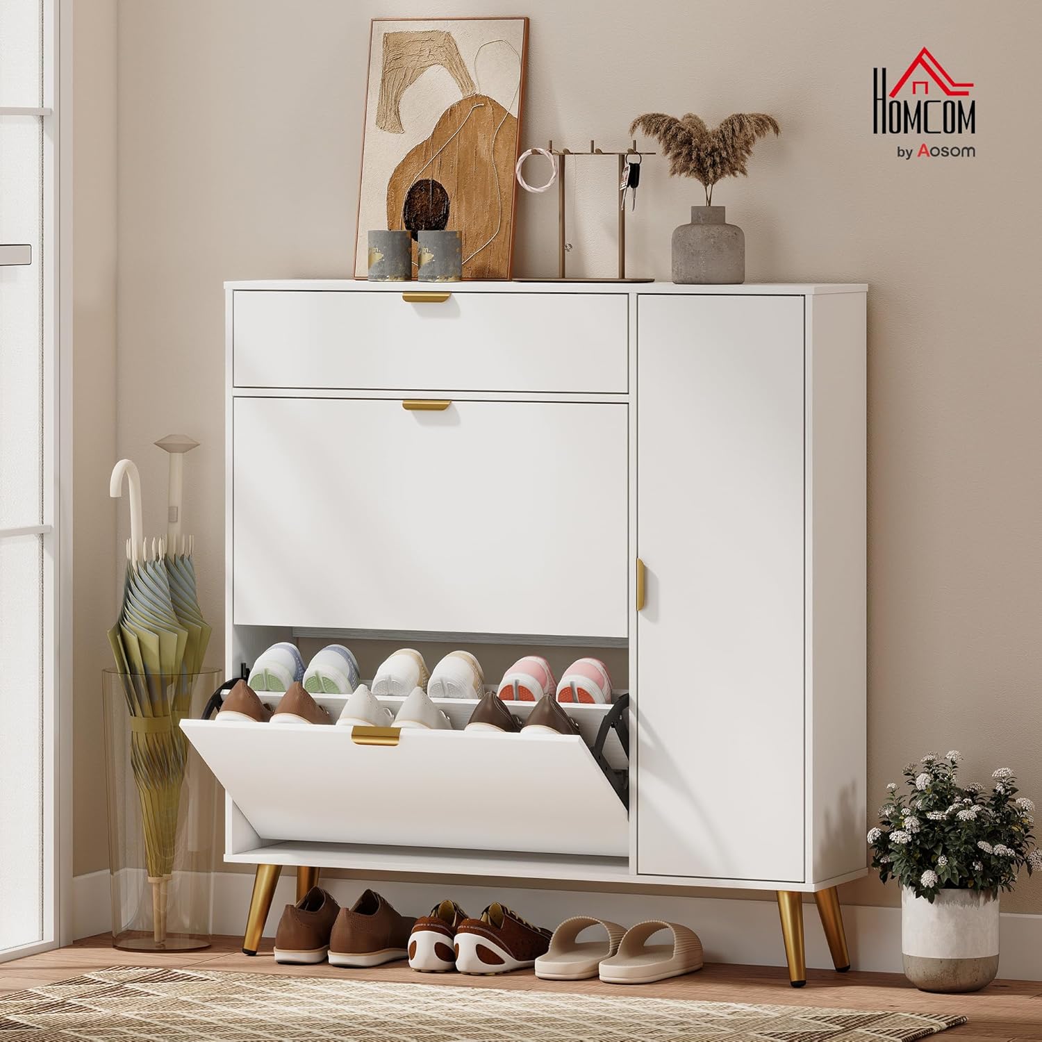 Thumbnail 1 de HOMCOM Meuble à Chaussures 12 Paires – Armoire étroite blanche