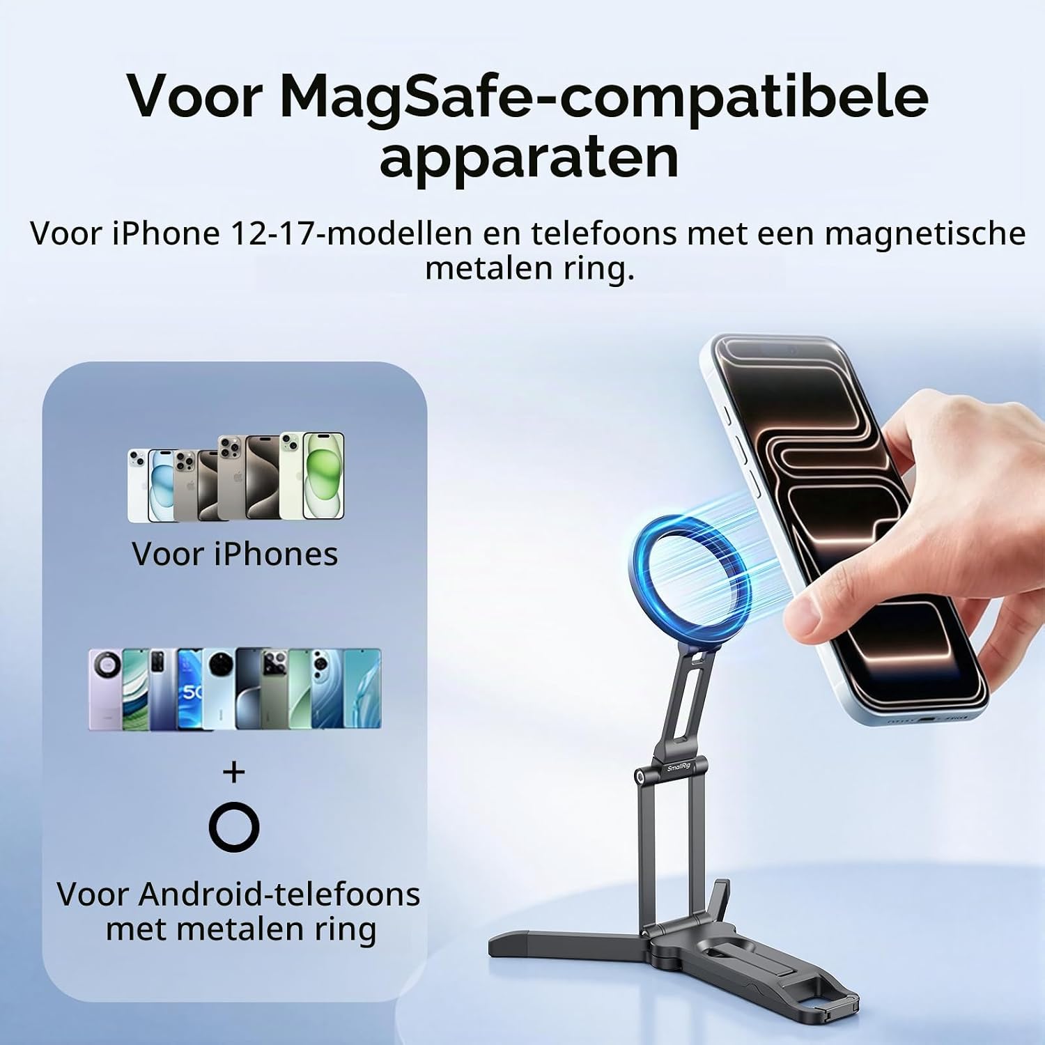 Thumbnail 3 de SMALLRIG FS-A1 6515 opvouwbare telefoonhouder met 360° draaibare standaard