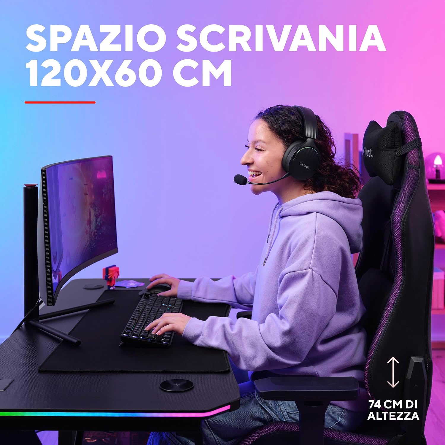 Detalle 1 de Trust Gaming GXT 710 Luminus Pro scrivania gaming 120x60
