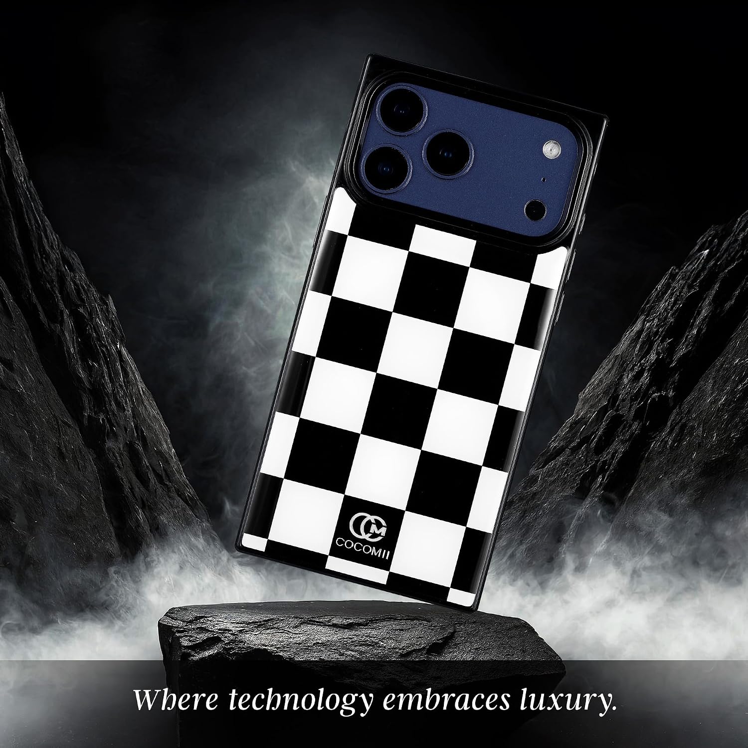 Detalle de COCOMII Rectangle Case for iPhone 17 Pro Max — Monochrome Checkered