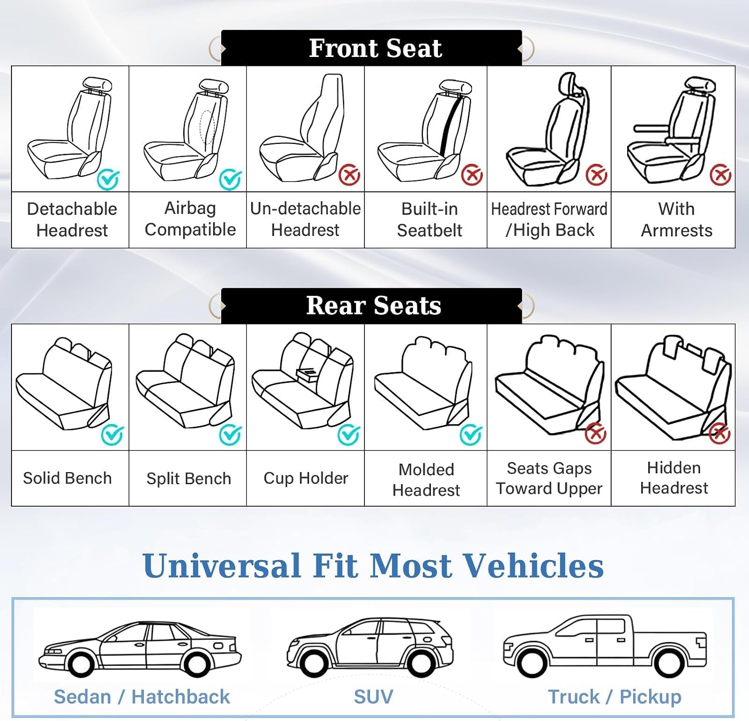 Detalle de Coverado Car Seat Covers 3-piece rear set