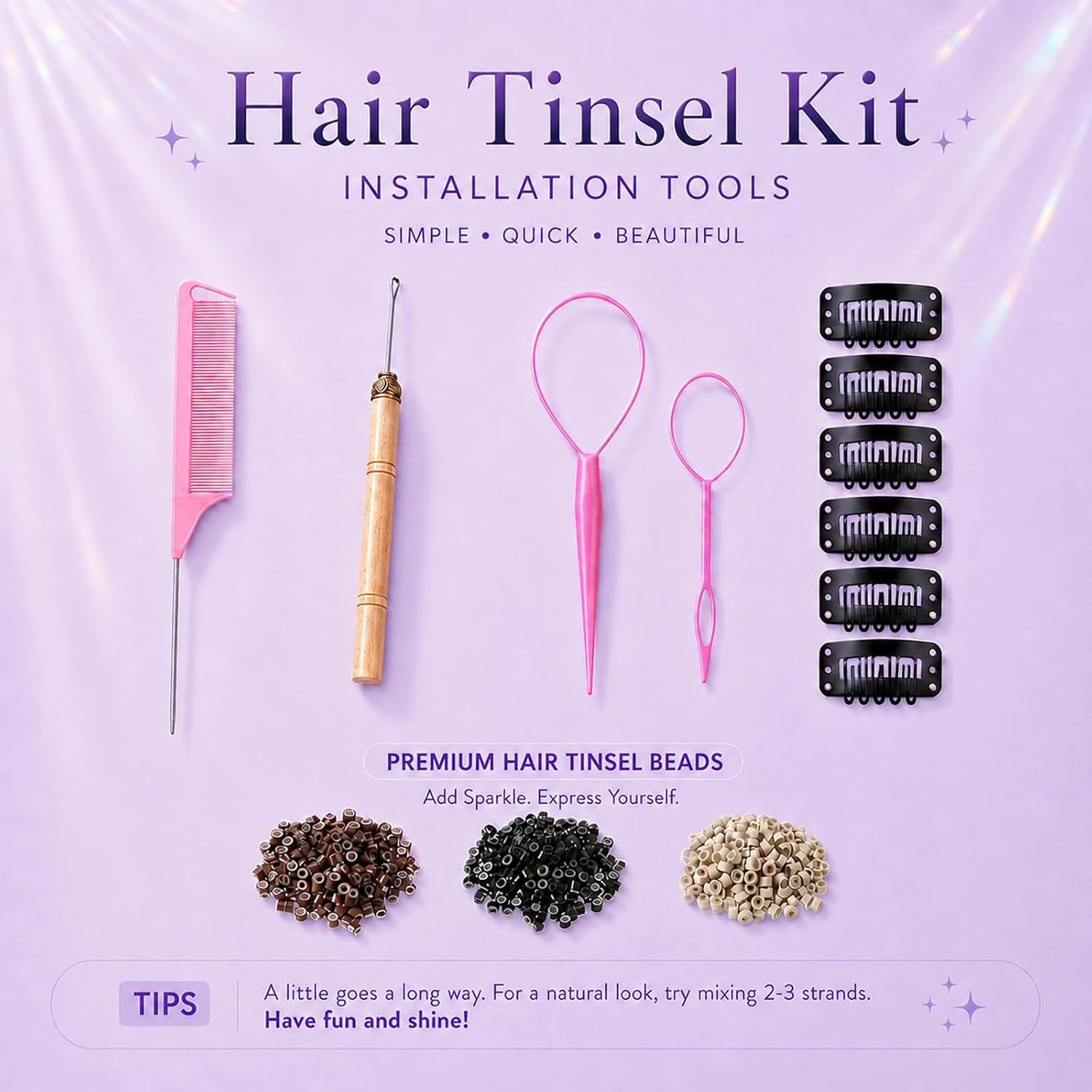 Detalle 2 de Hair Tinsel Extensions, 48 Inch